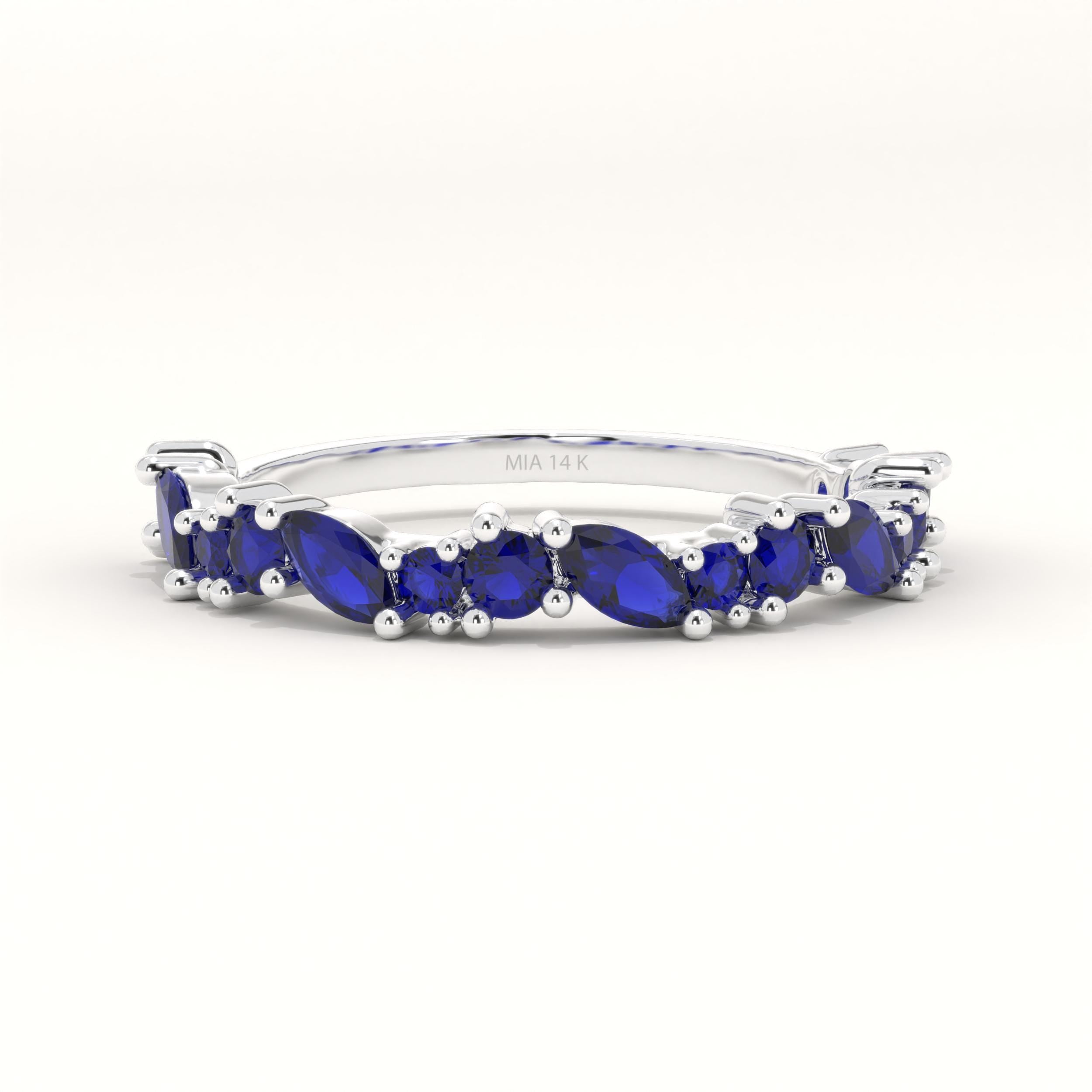 Sapphire Eternity Band Solid Gold Stacking Ring