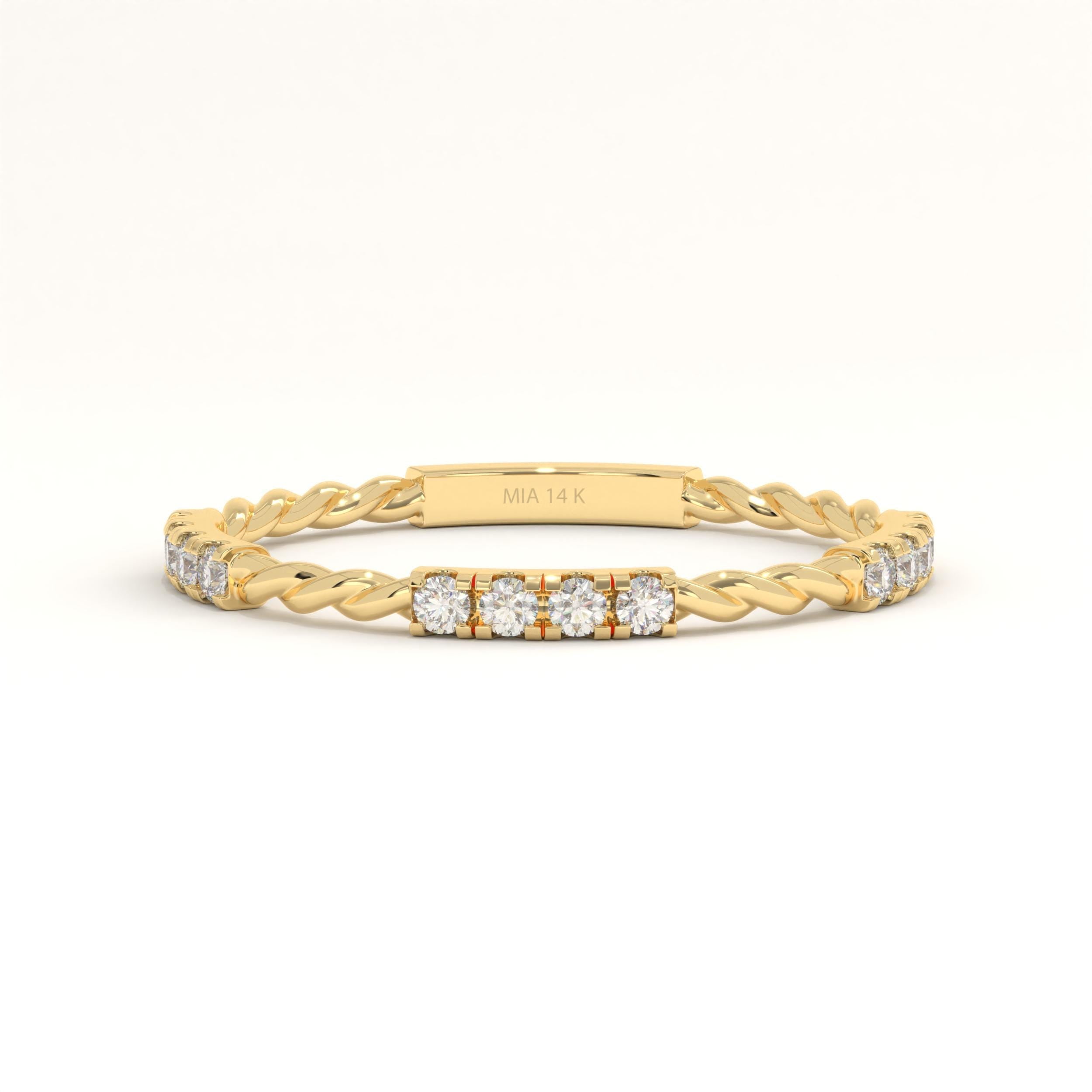 Twisted Gold Ring With Cubic Zirconia