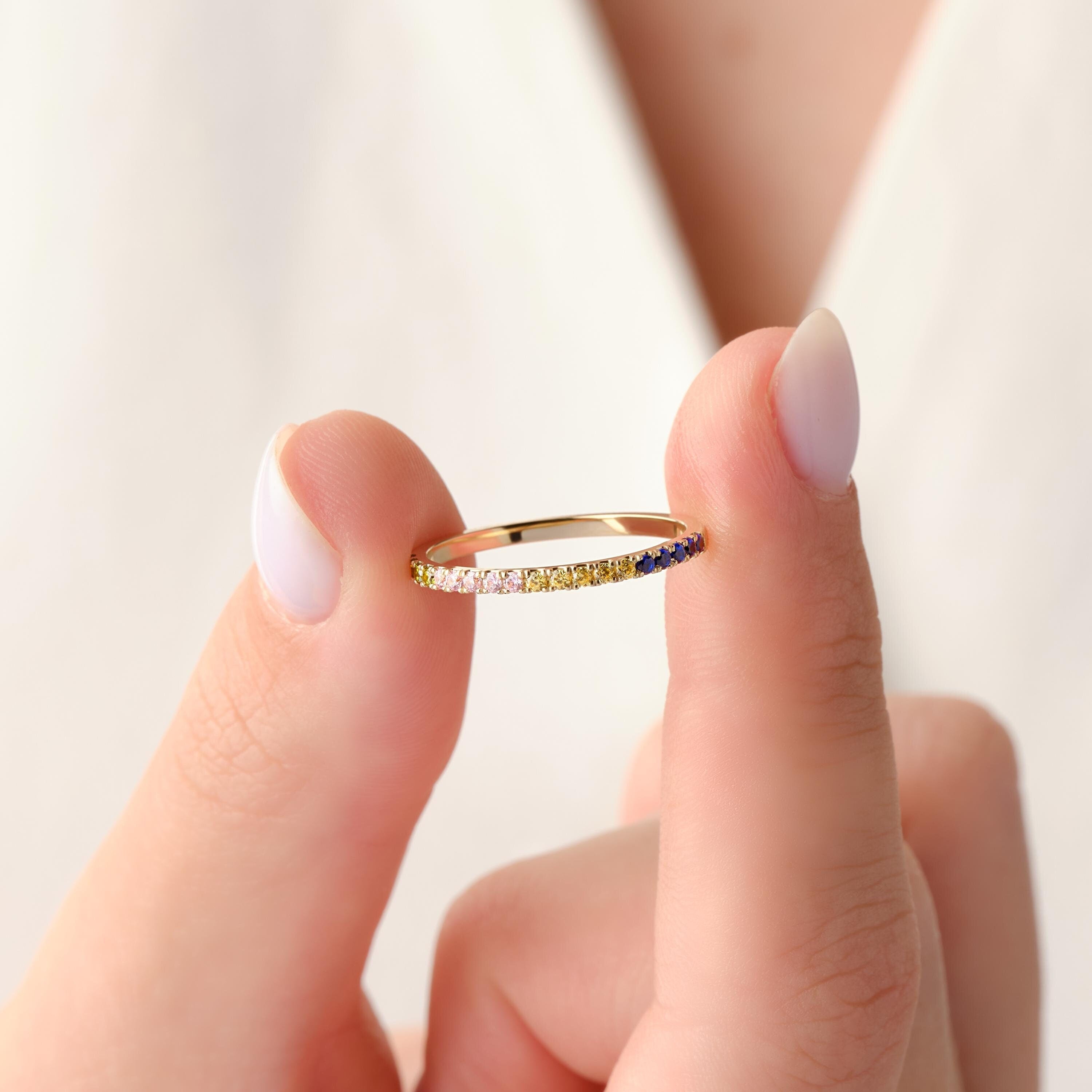 Solid Gold Rainbow Ring