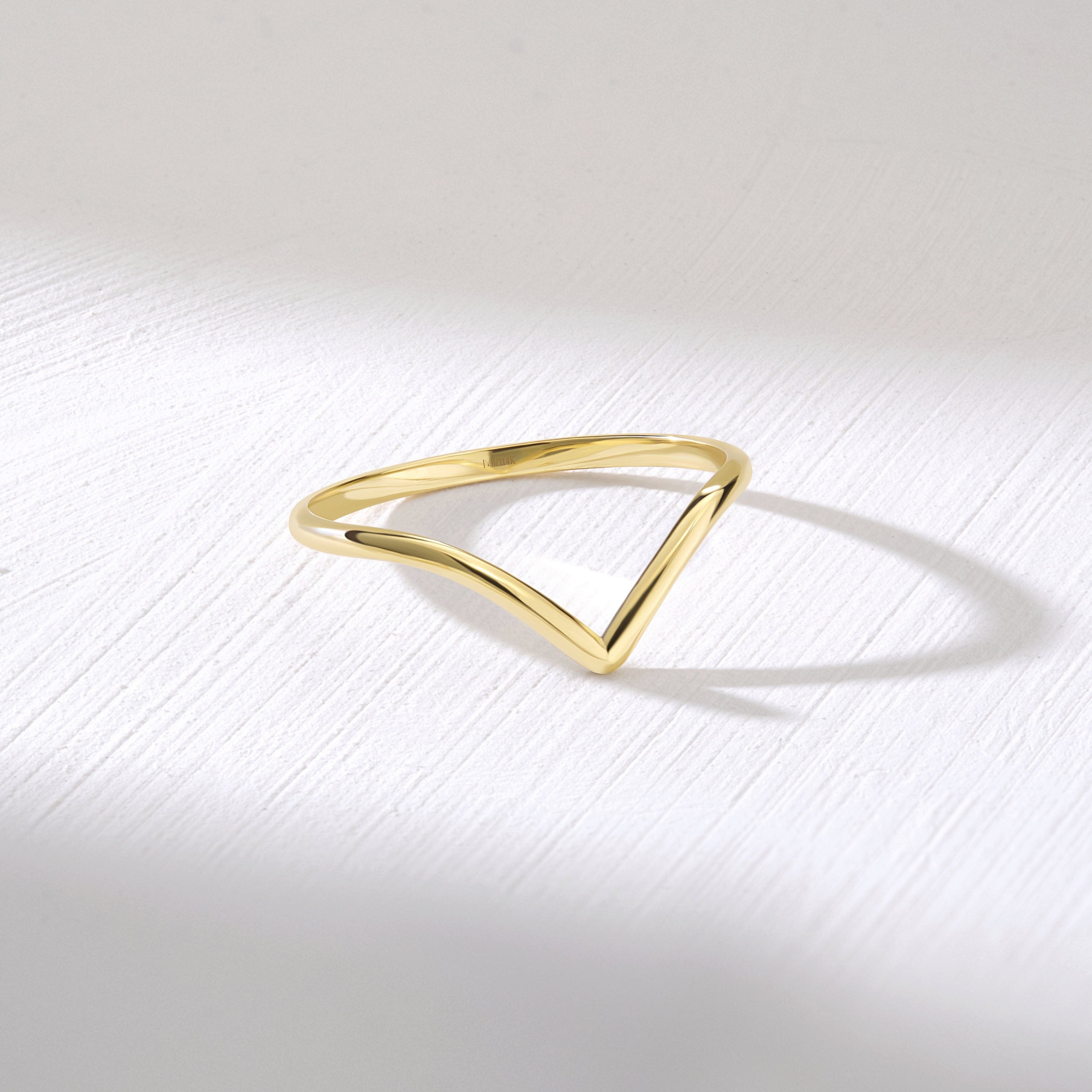14k Gold V Ring Solid Gold Chevron Band