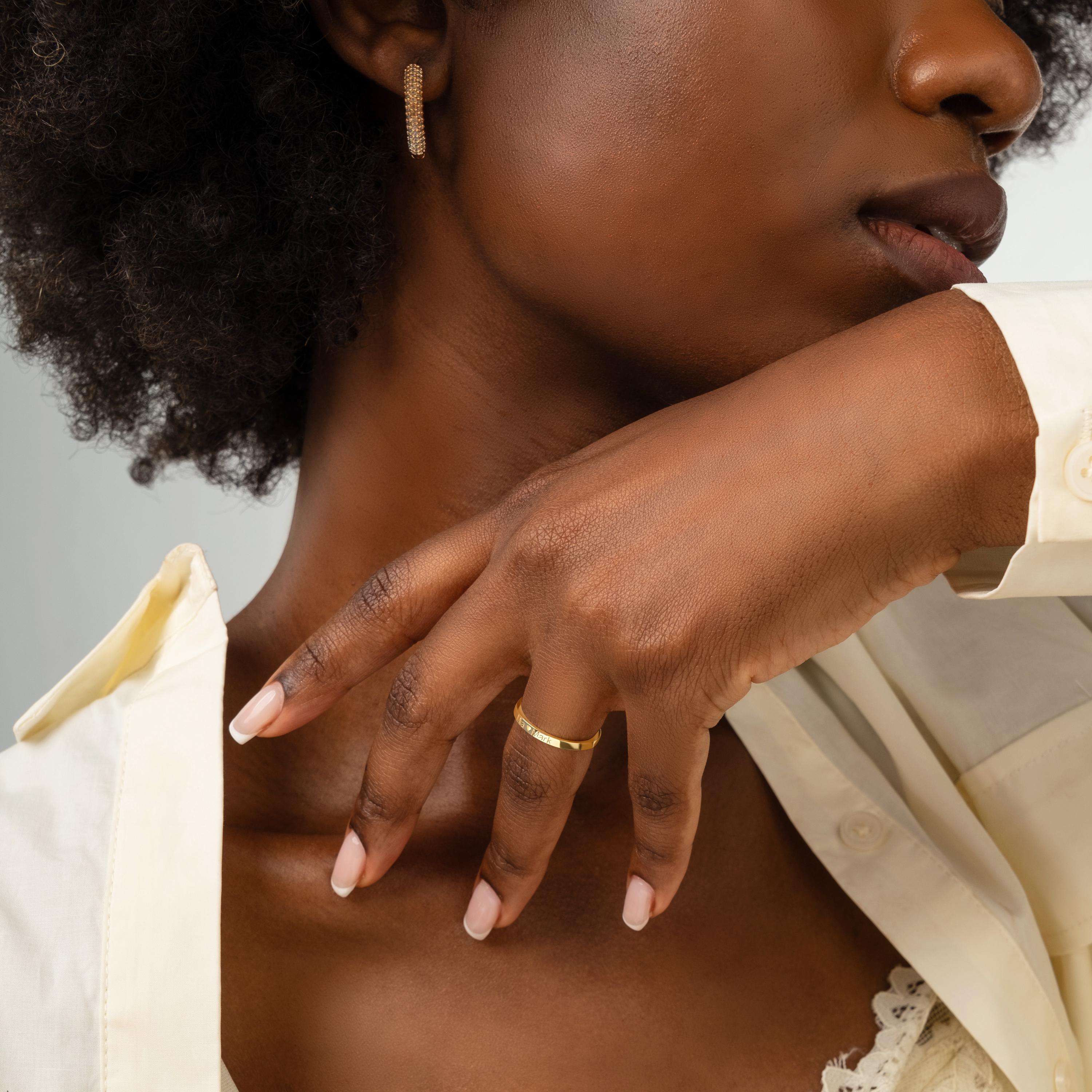 Custom Engraved Gold Ring Personalized Name Band