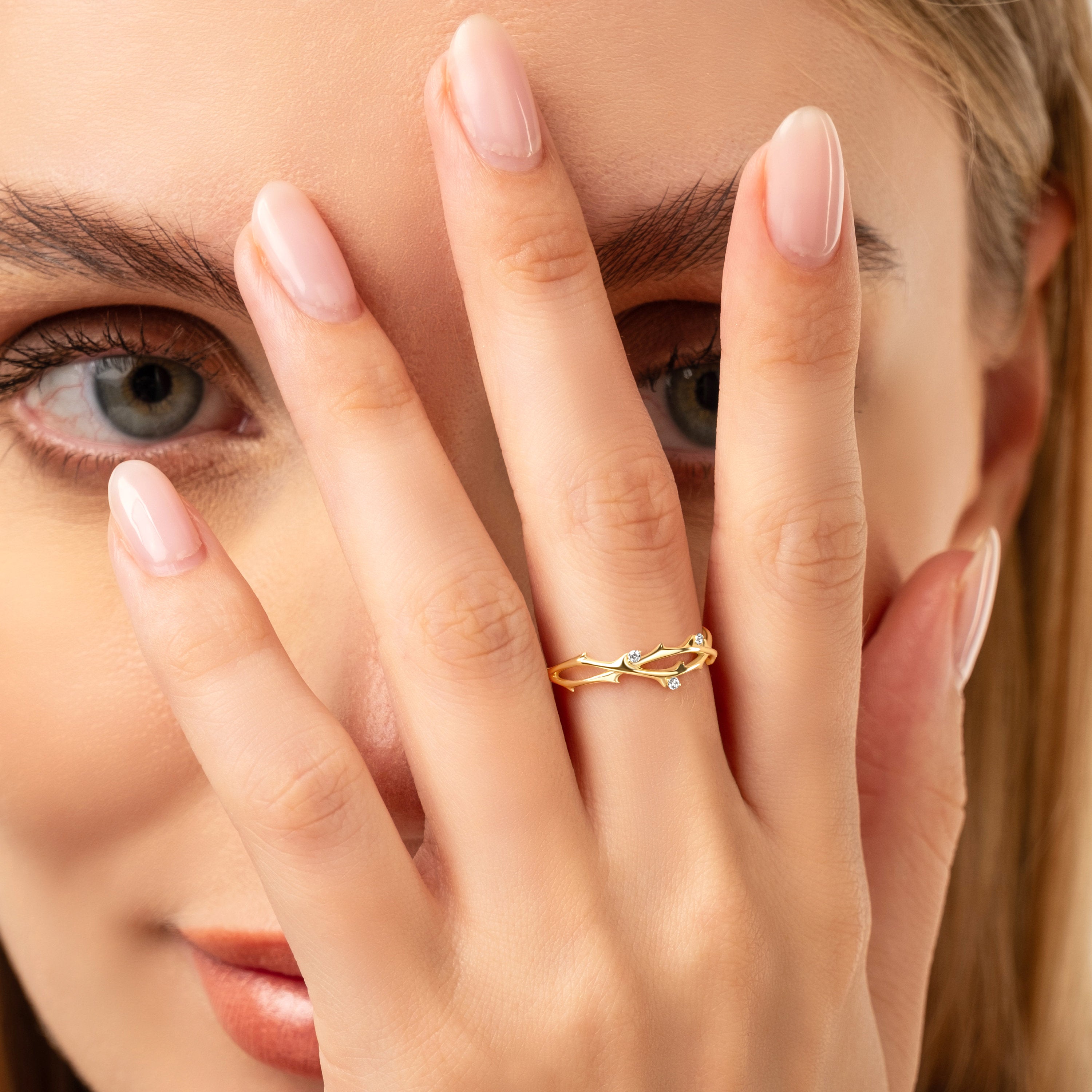 Solid Gold Floral Ring