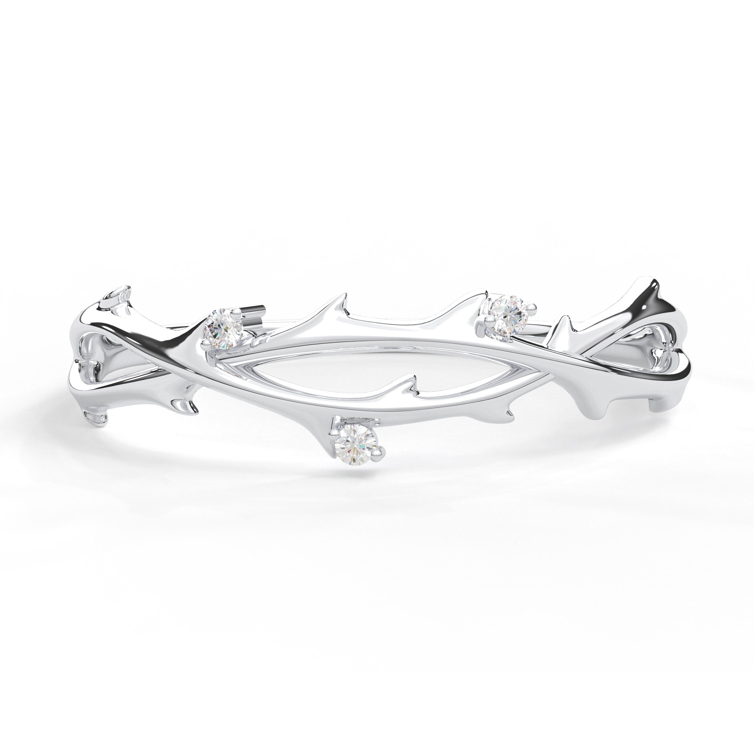 Gold Floral Ring Handmade Diamond Twig Band