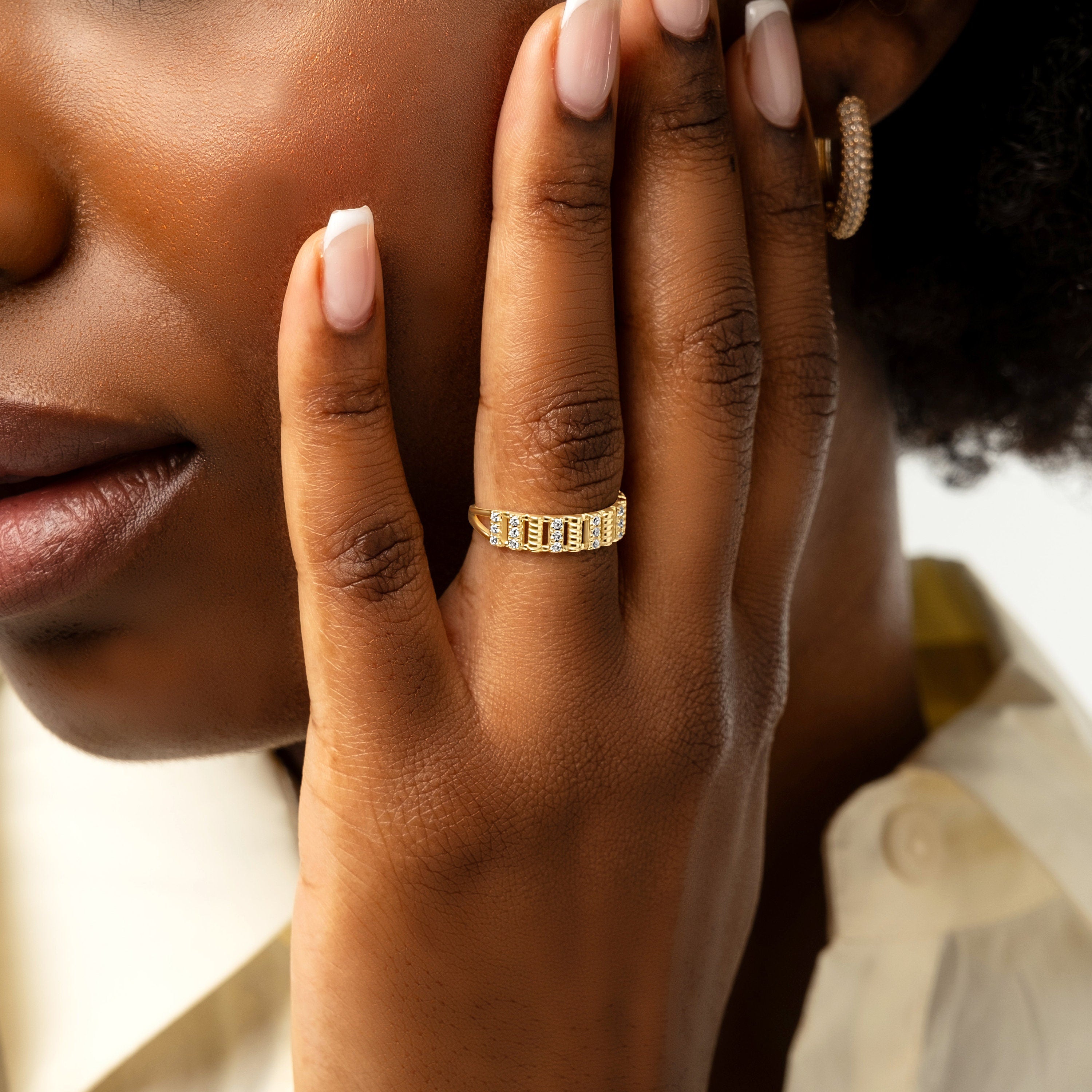 18K Gold Eternity Ring Handcrafted Solid Gold Statement Band