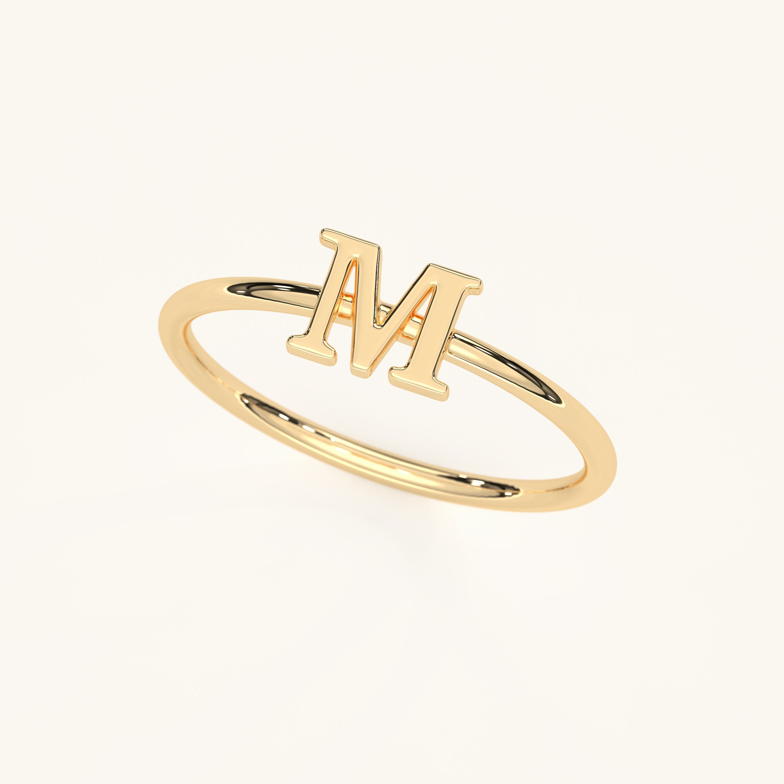 Solid Gold Initial Ring