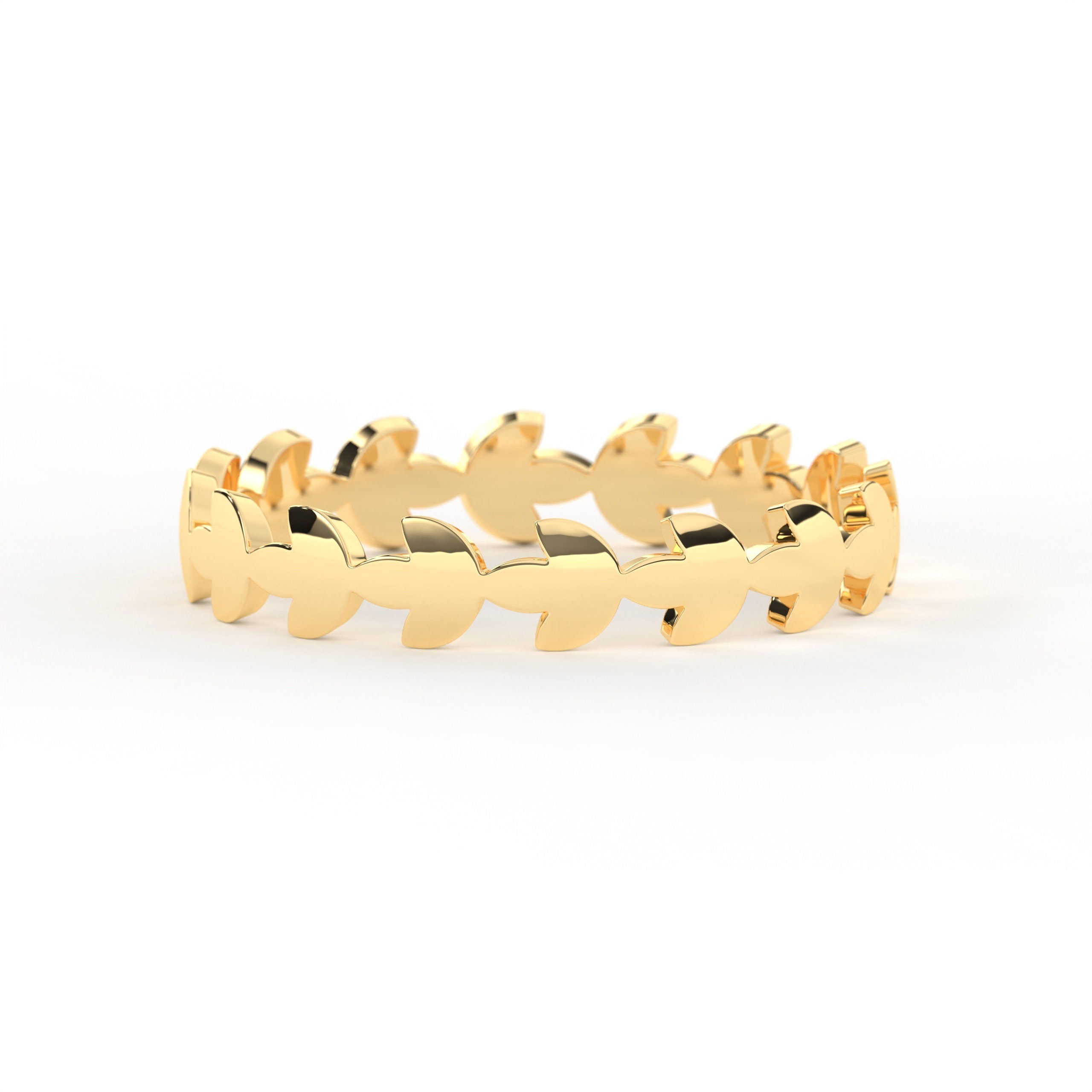 Handmade Vine Pattern Stackable Gold Ring