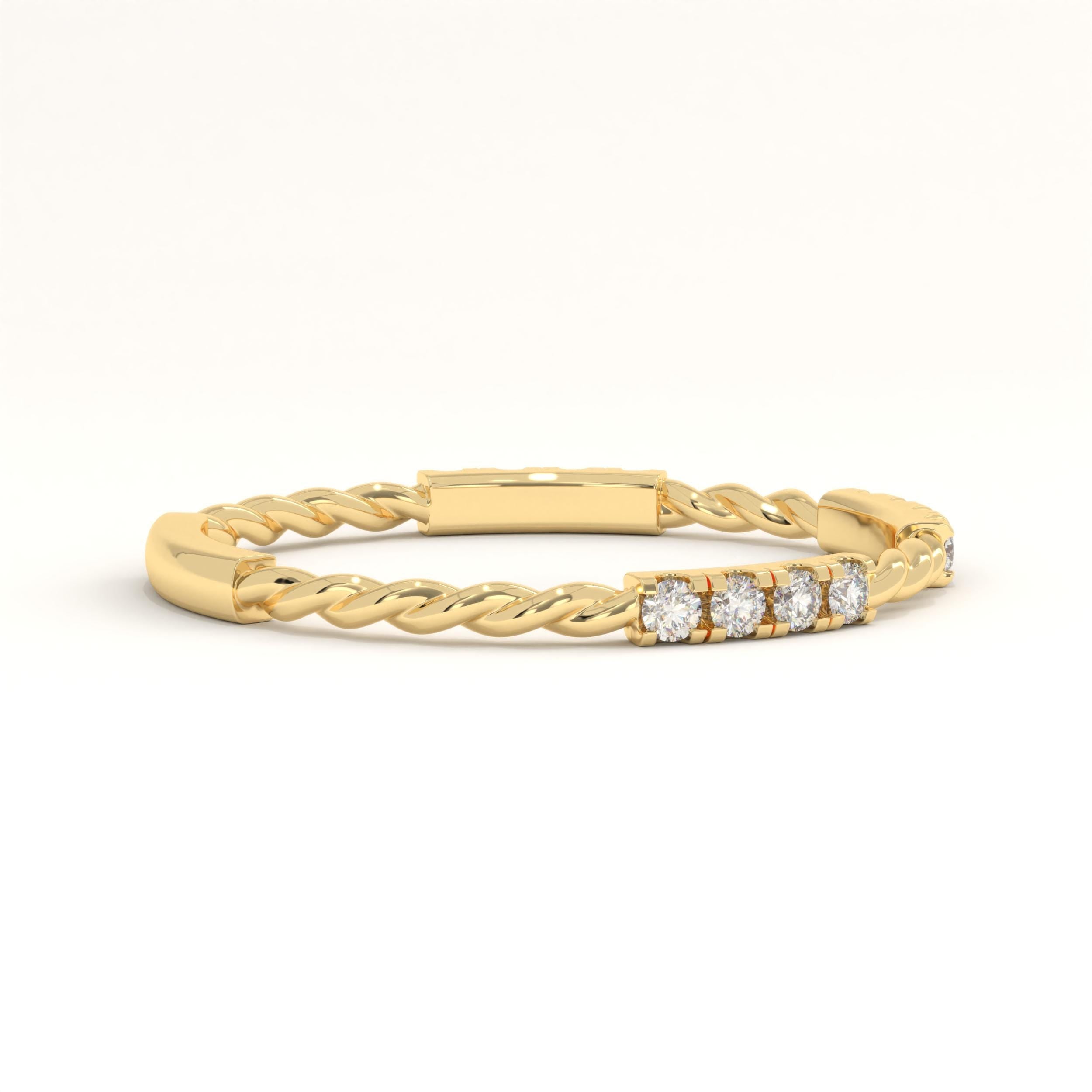 Twisted Gold Ring With Cubic Zirconia