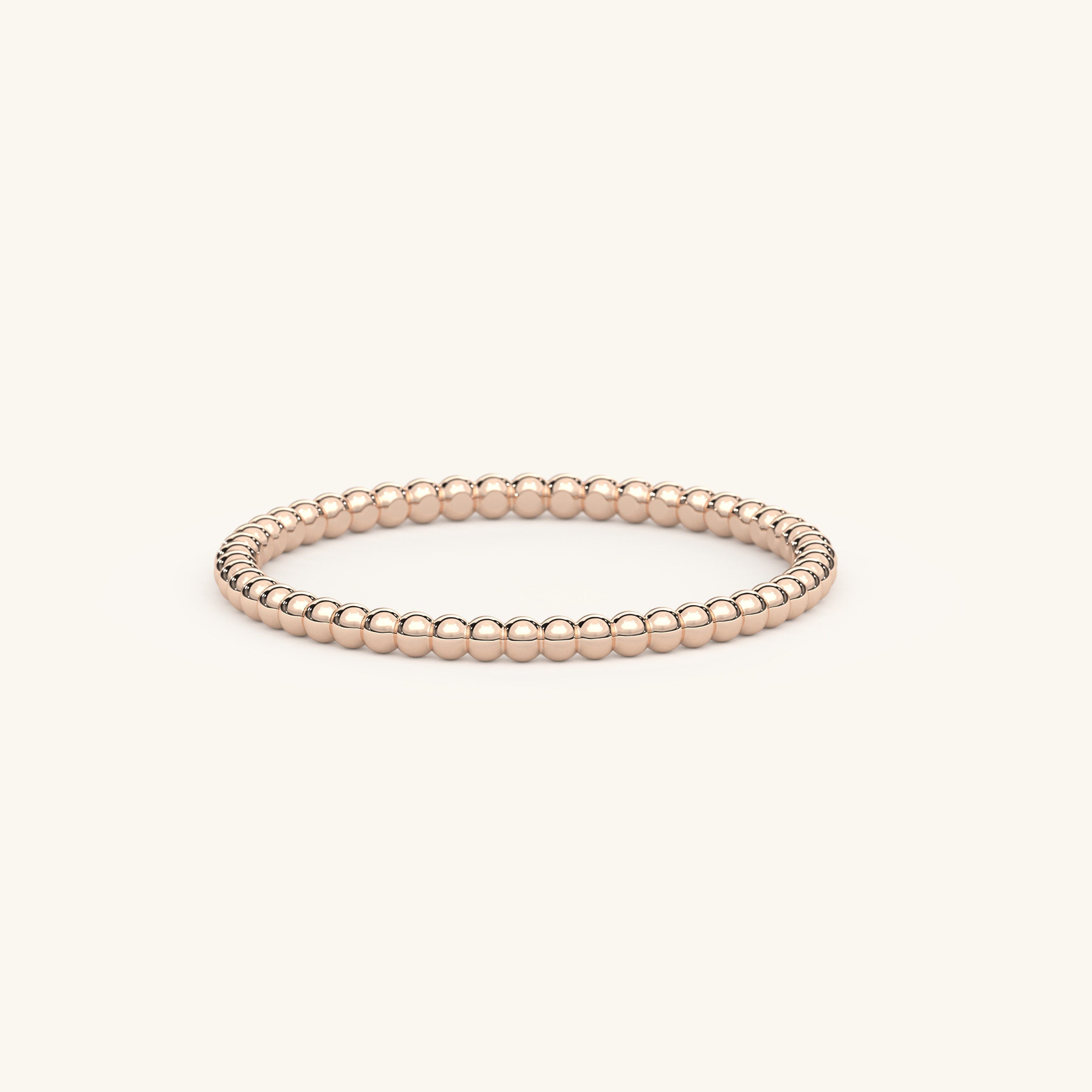 14k Gold Beaded Ring Minimalist Wedding Band