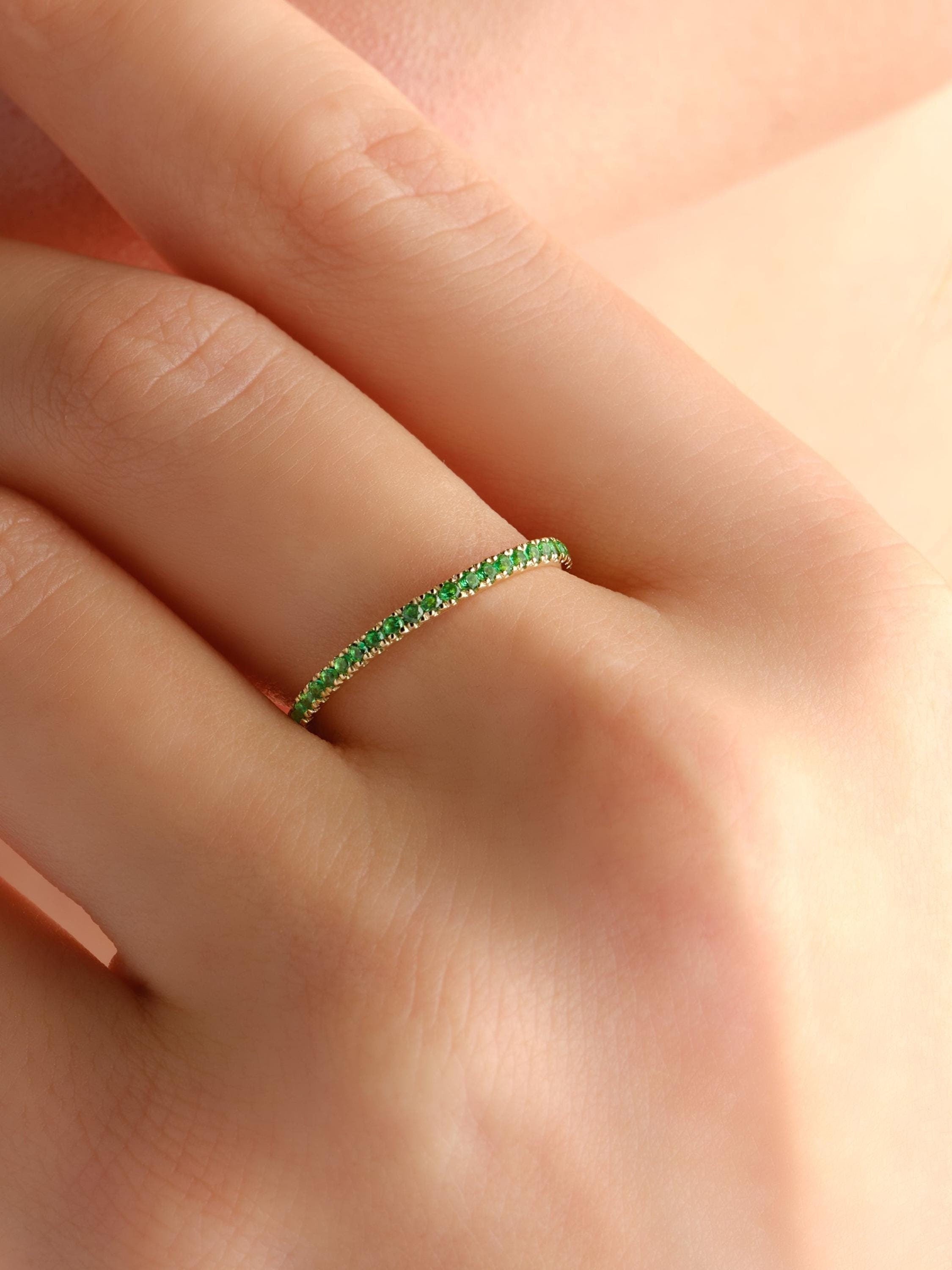 Personalized Birthstone Emerald Stacking Ring