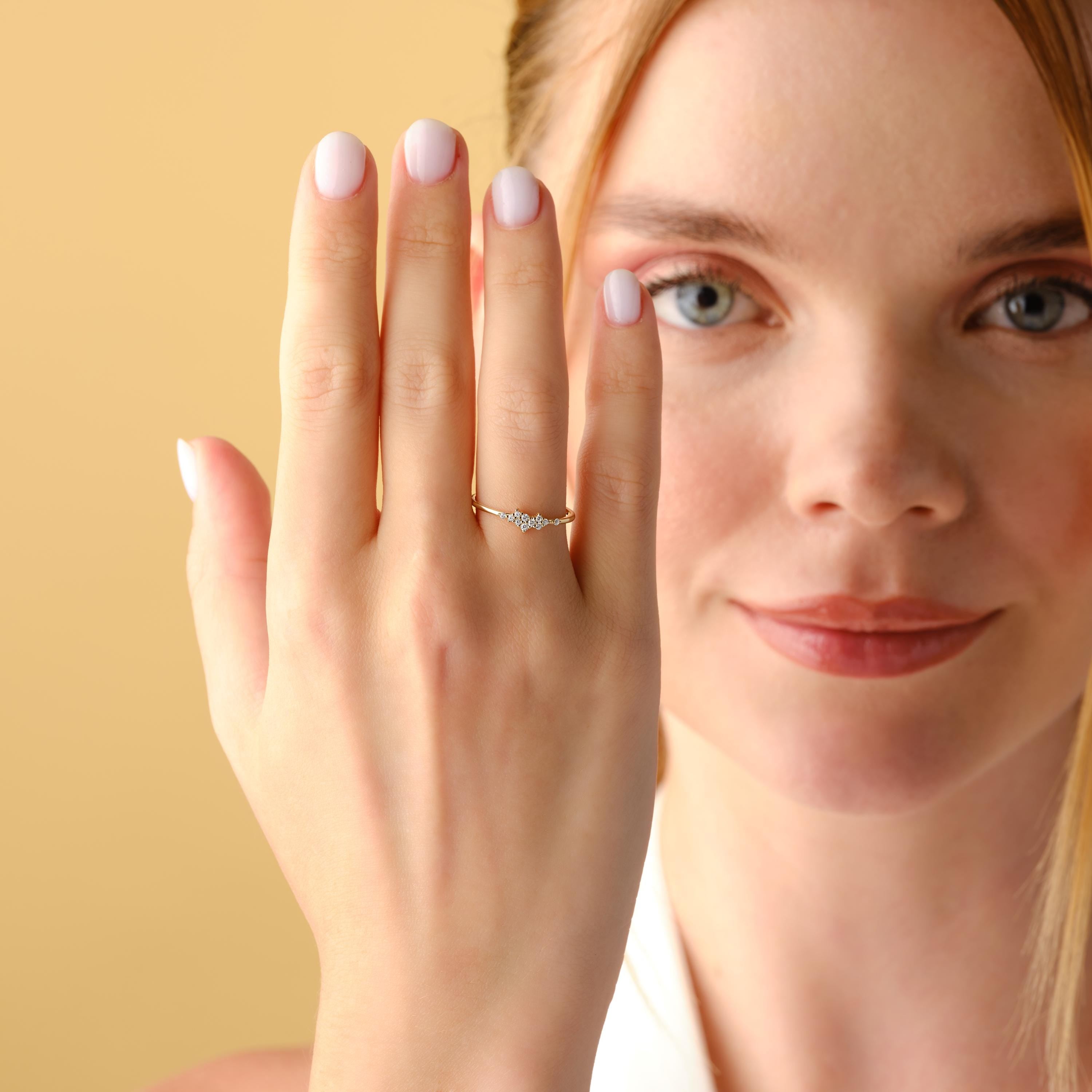 Solid Gold Cluster Ring