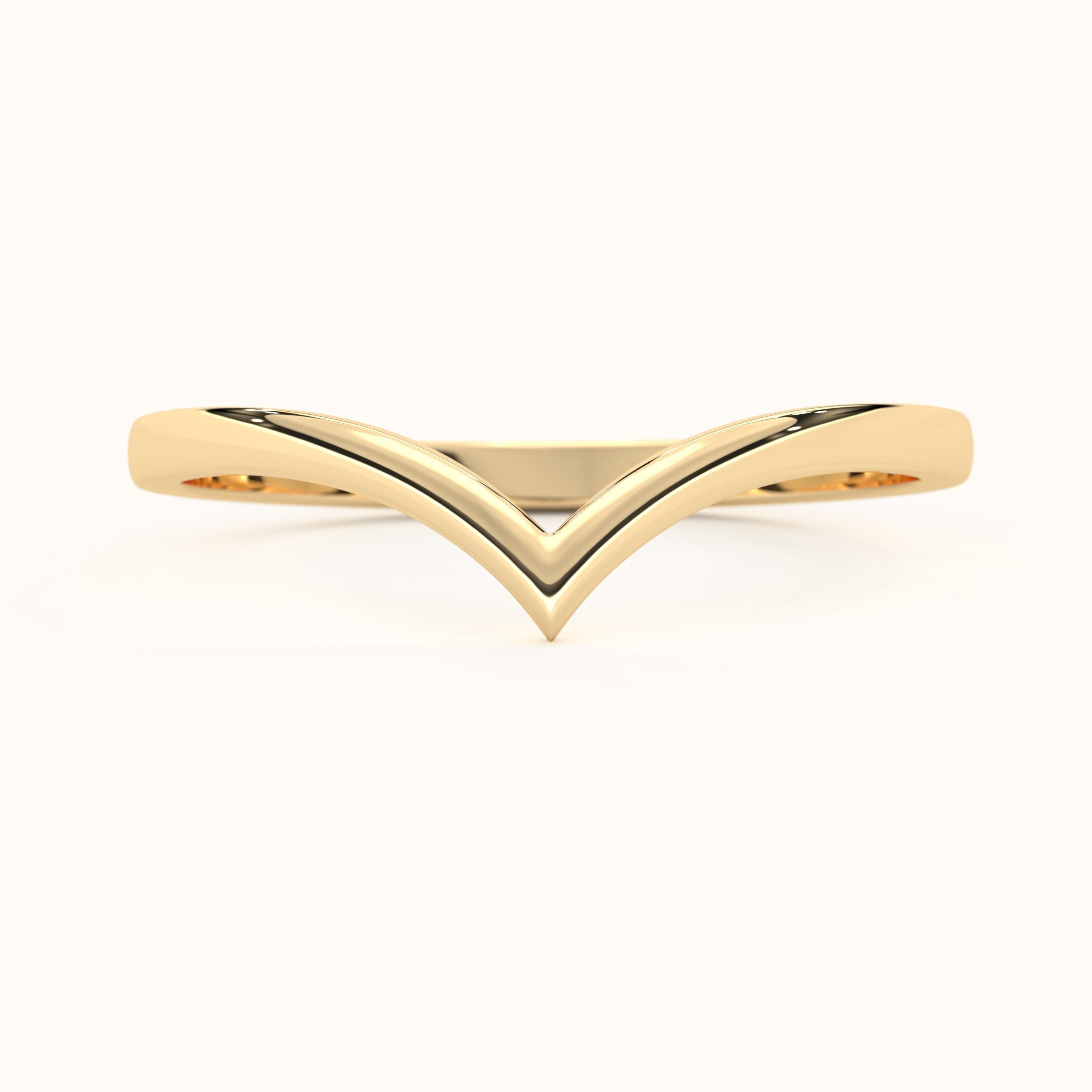 Gold Chevron Ring Contoured Comfortable Band
