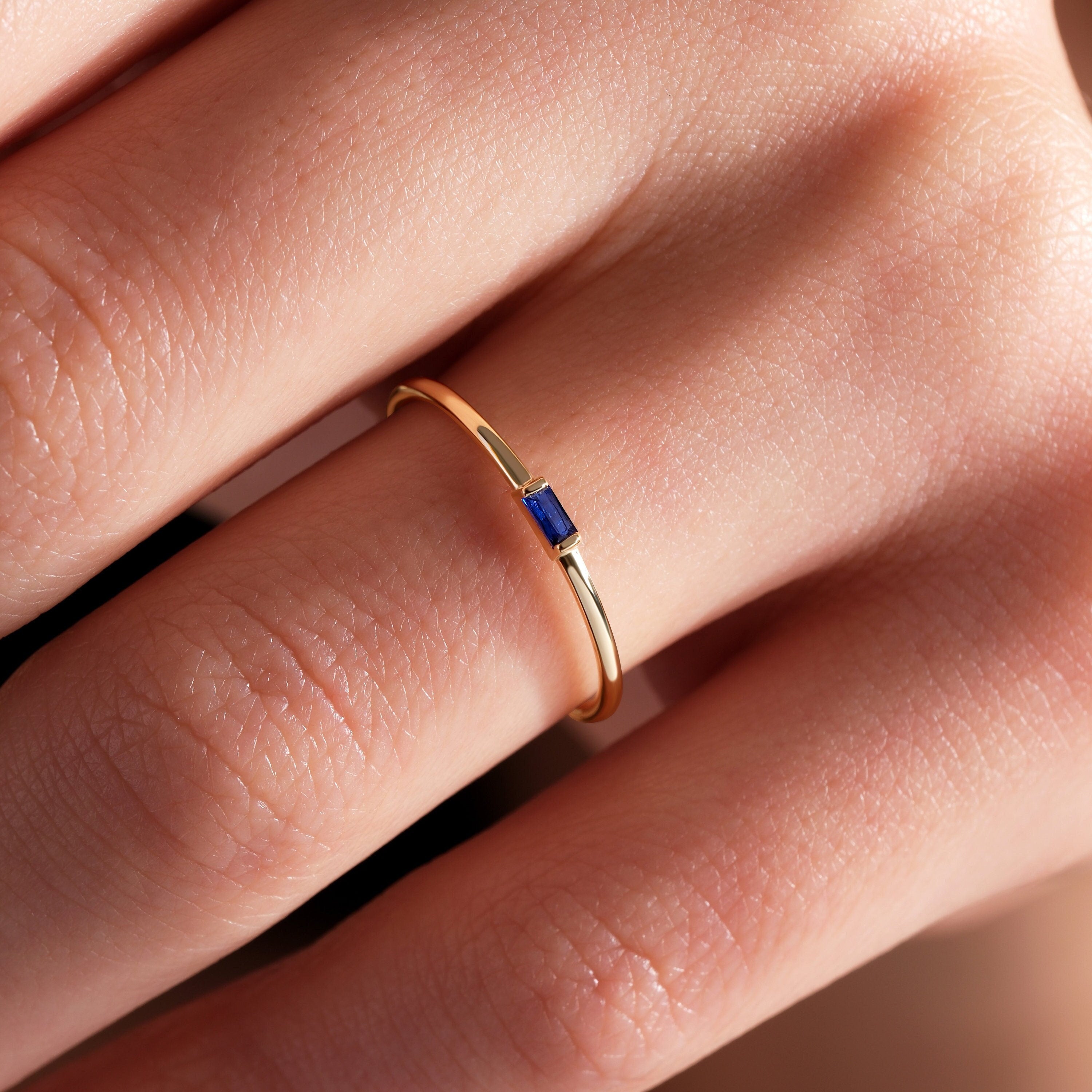 Dainty Sapphire Ring Personalized Birthstone Gift