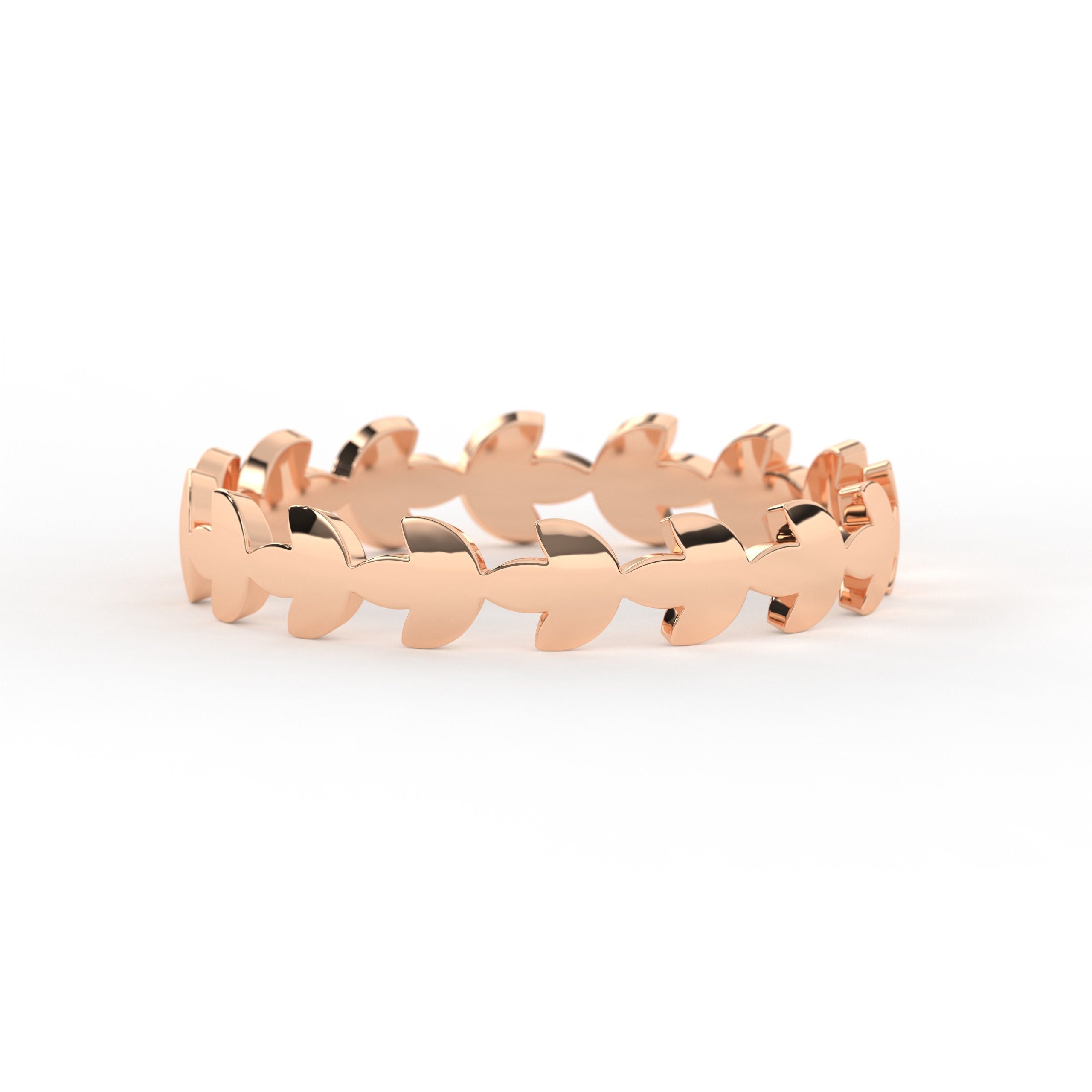 Handmade Vine Pattern Stackable Gold Ring