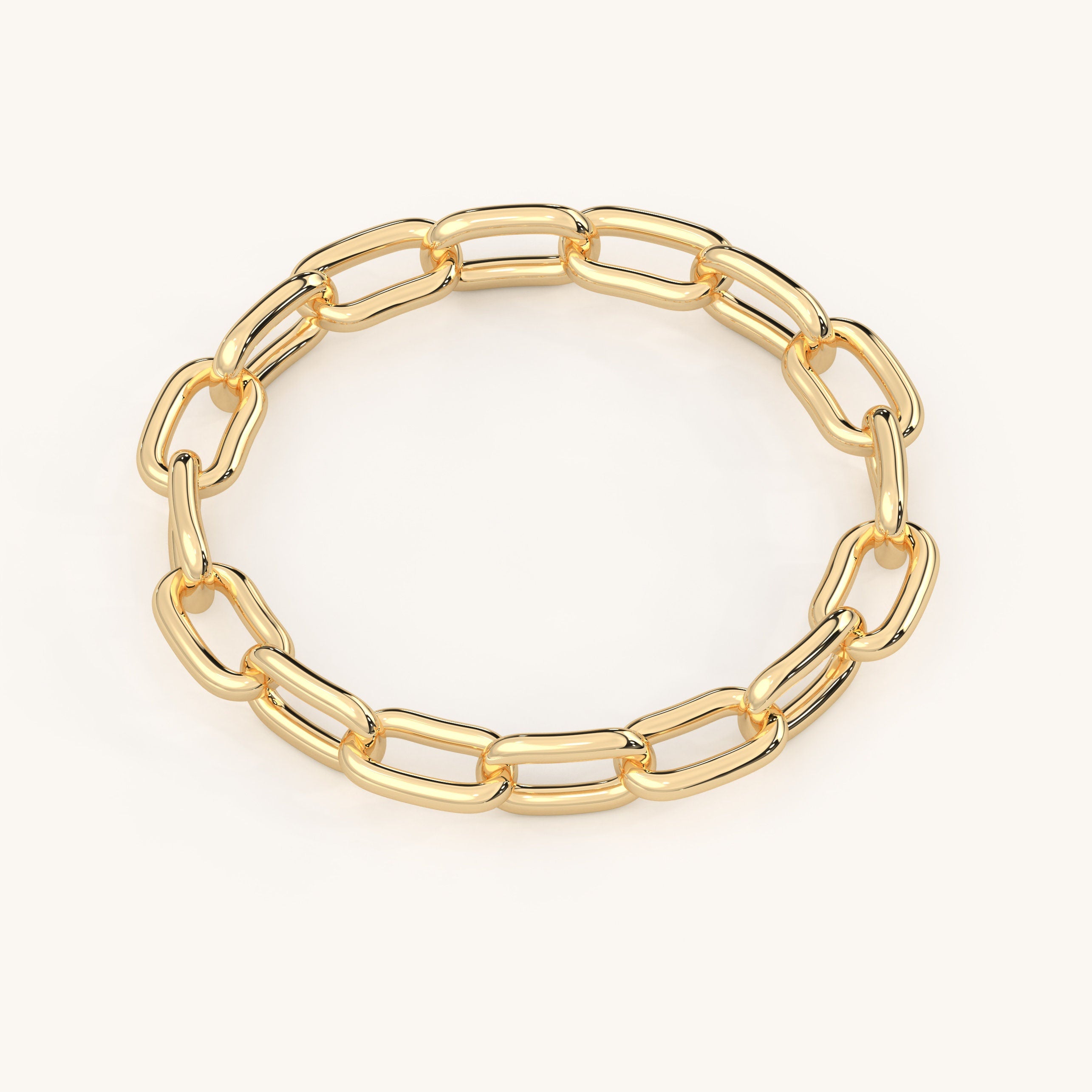 18K Gold Chain Ring Minimalist Paperclip Band