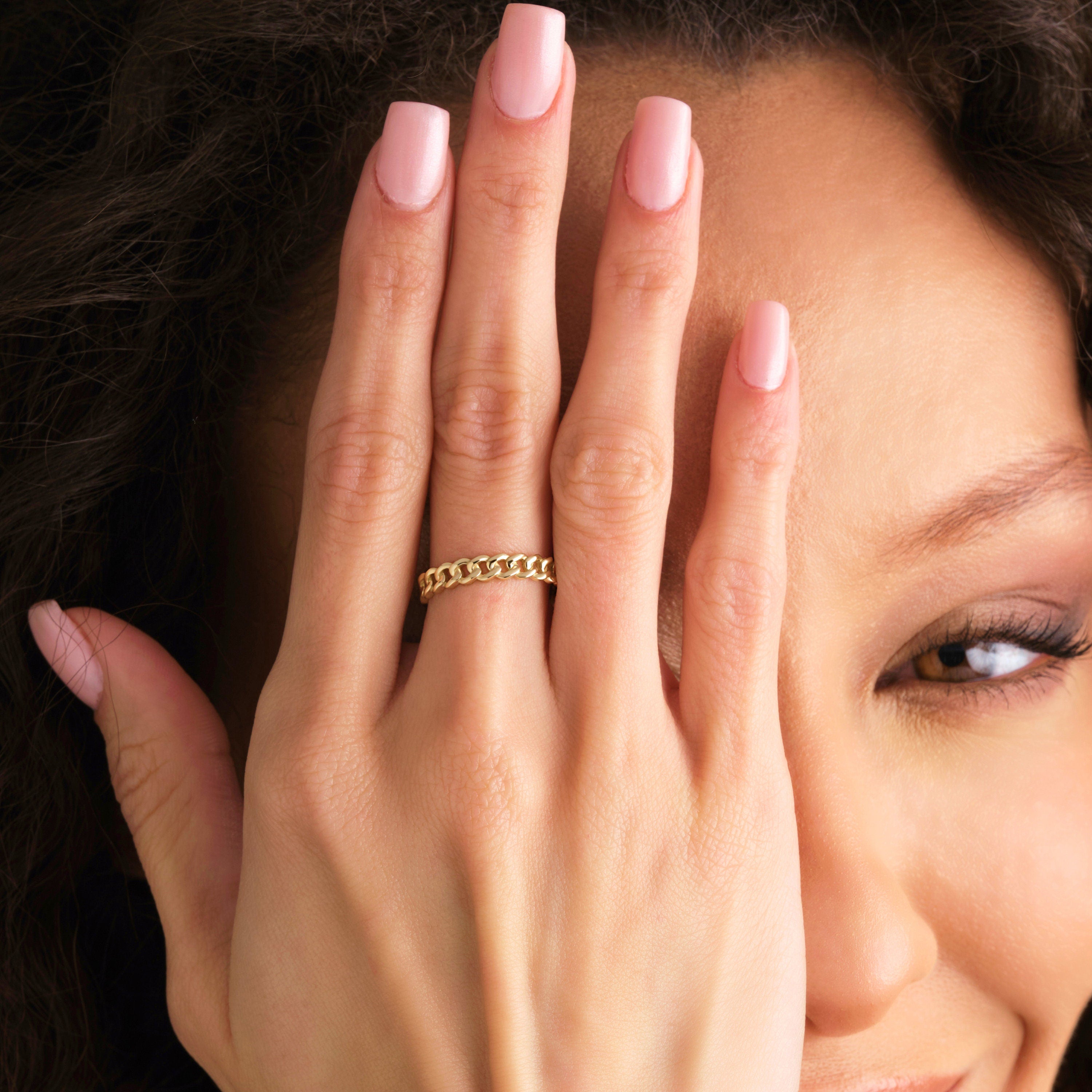 Solid Gold Half Eternity Chain Ring