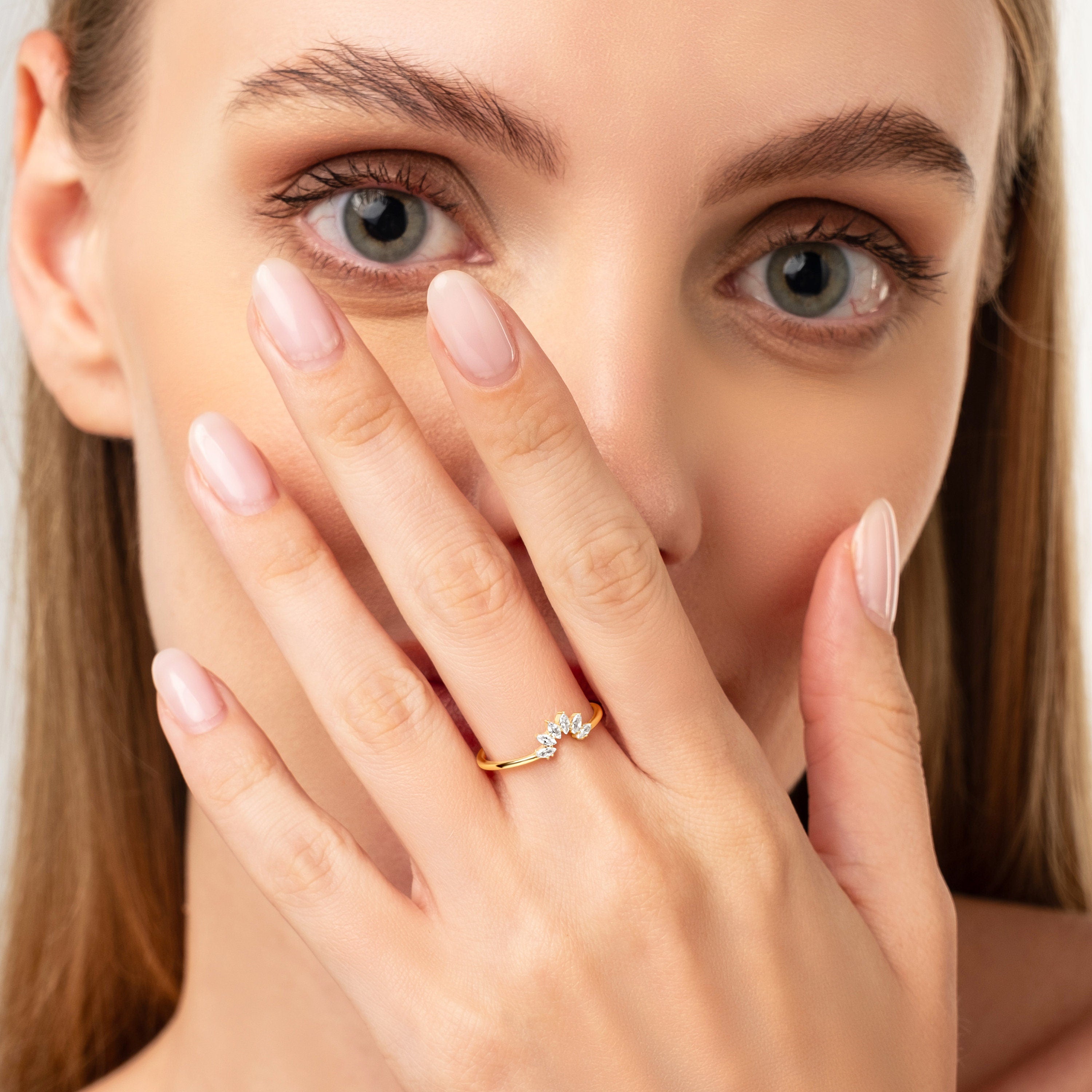 Solid Gold Marquise Cut Vintage Ring