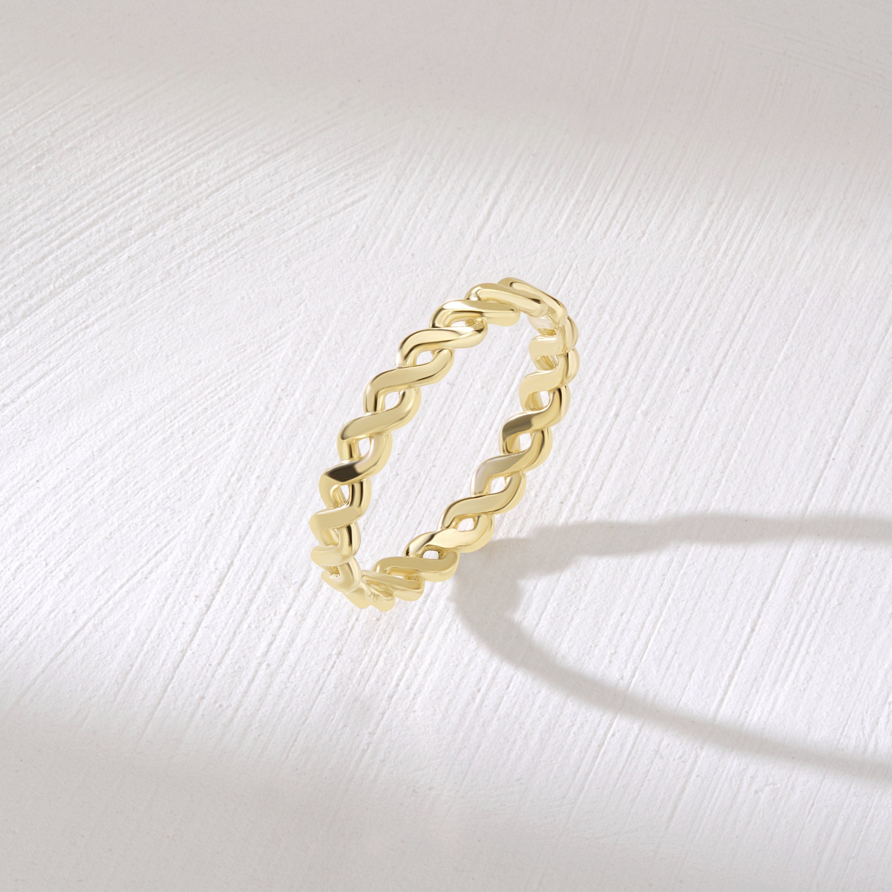 14K Gold Eternity Band Braided Thin Stacking Ring