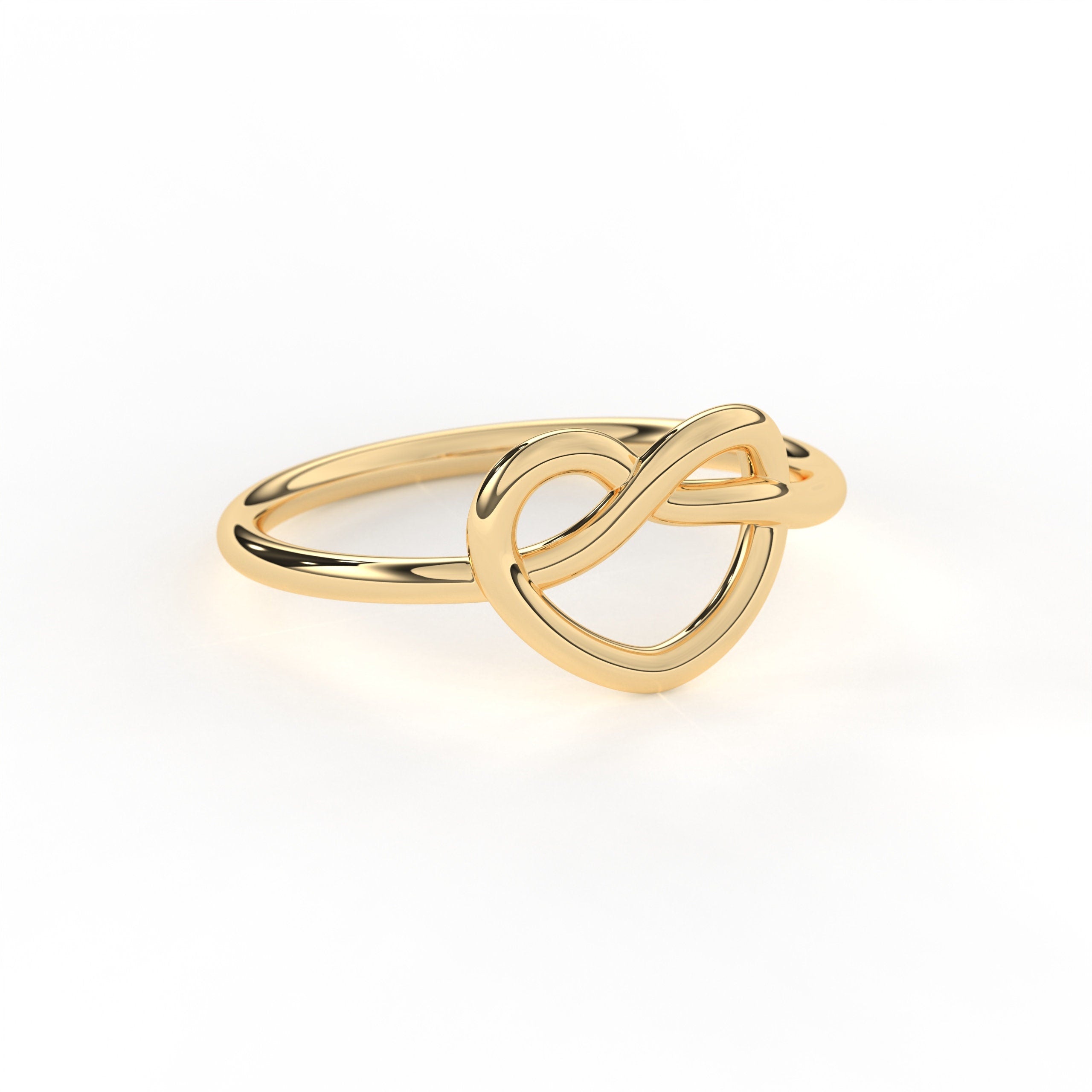 Solid Gold Heart Ring Love Knot