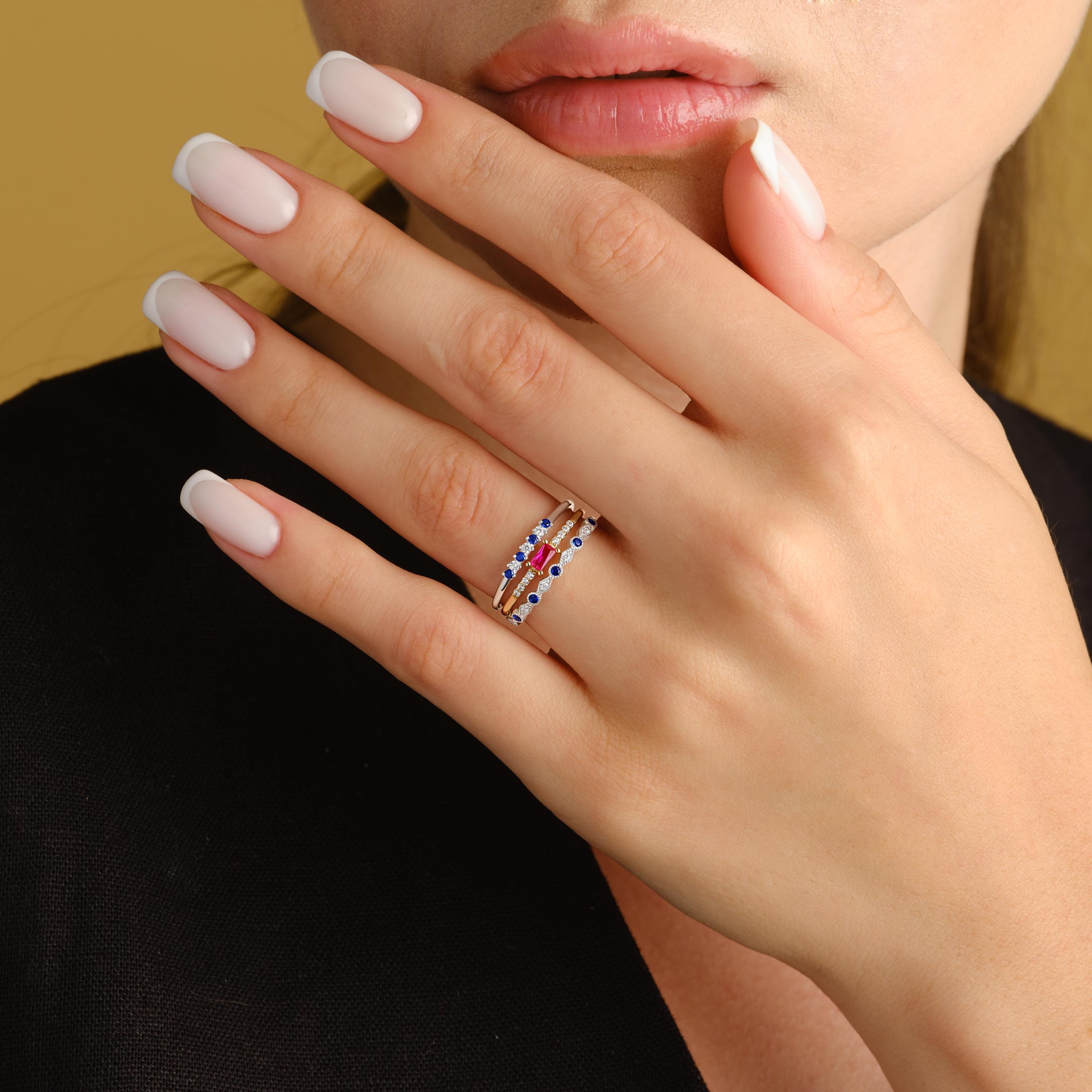 White Gold Sapphire Ring Custom Gold Band