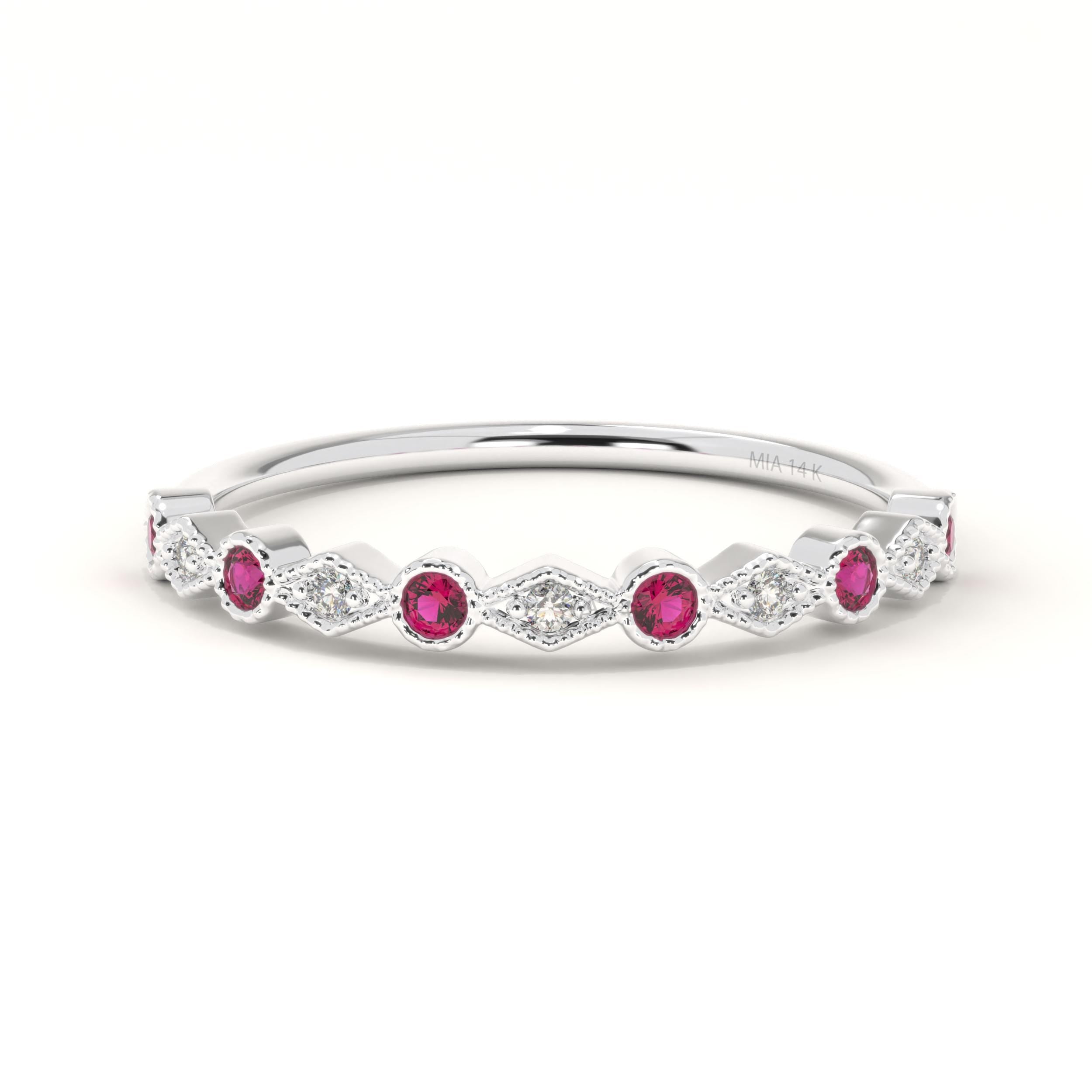 Solid Gold Ruby Ring Dainty Bezel Setting