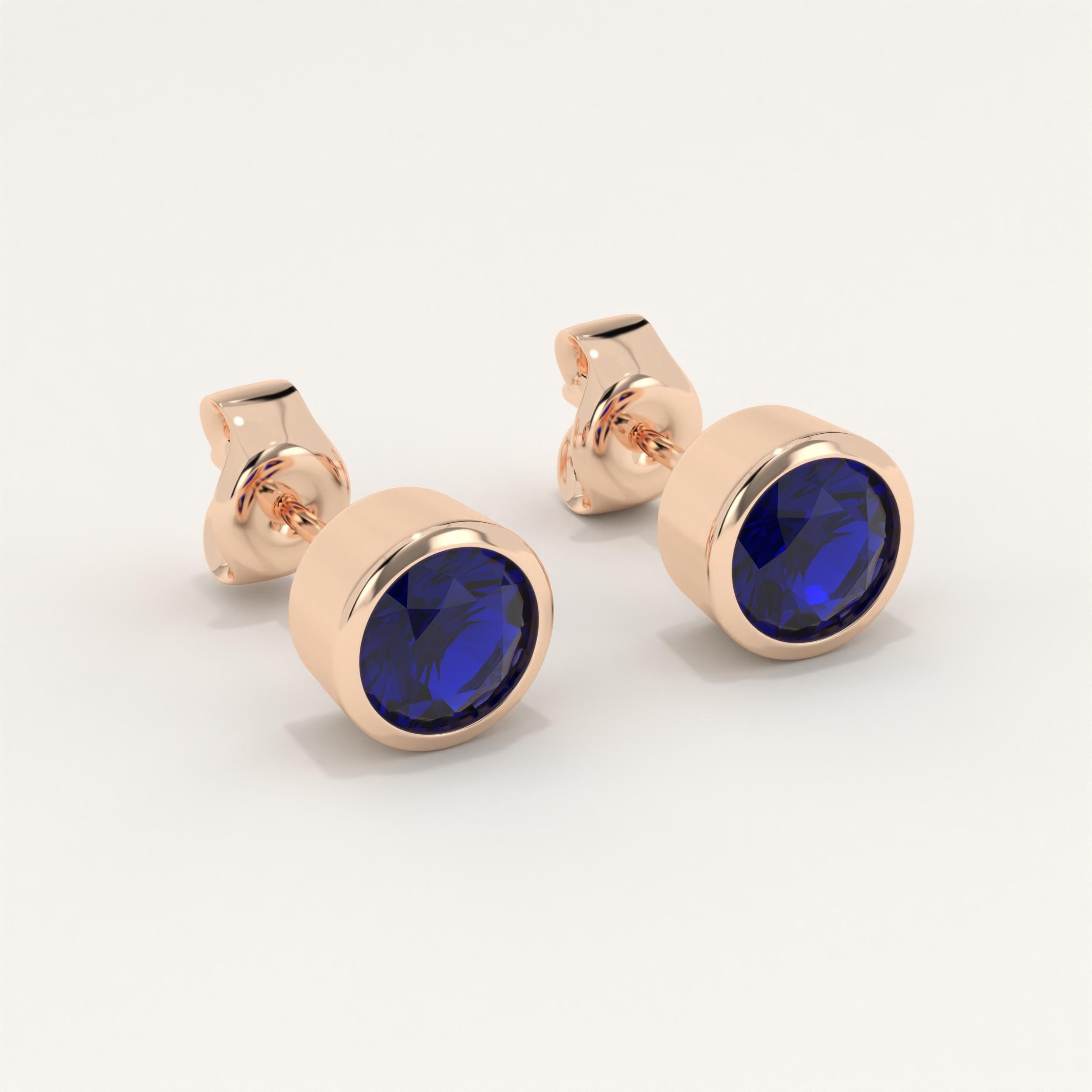 Dainty Blue Sapphire Solid Gold Stud Earrings