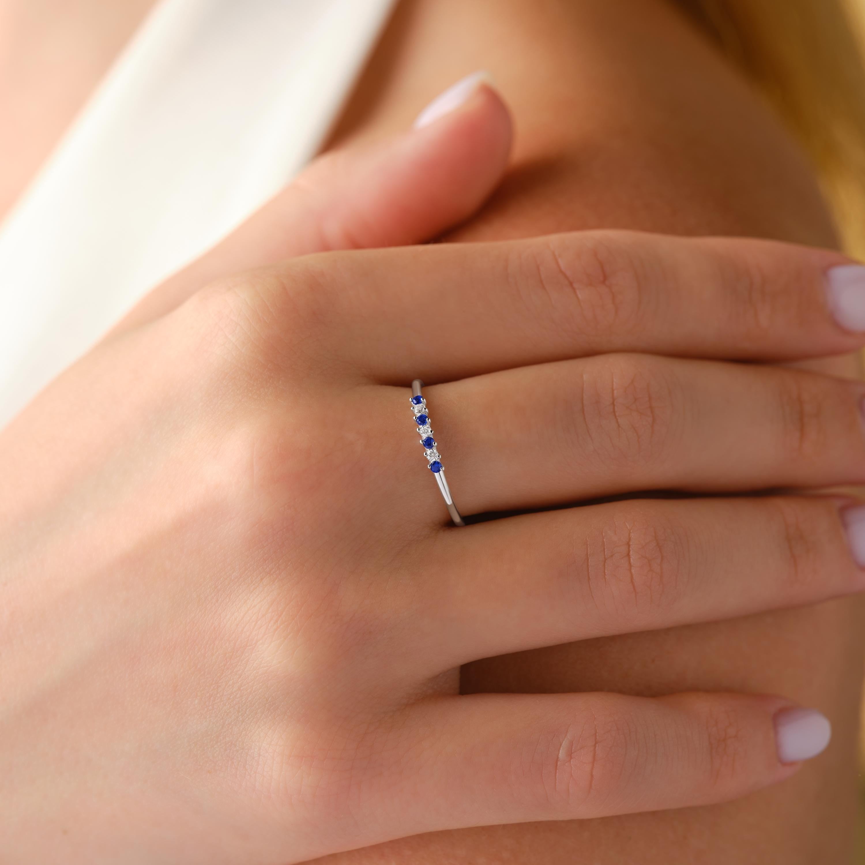 White Gold Sapphire Ring Custom Gold Band