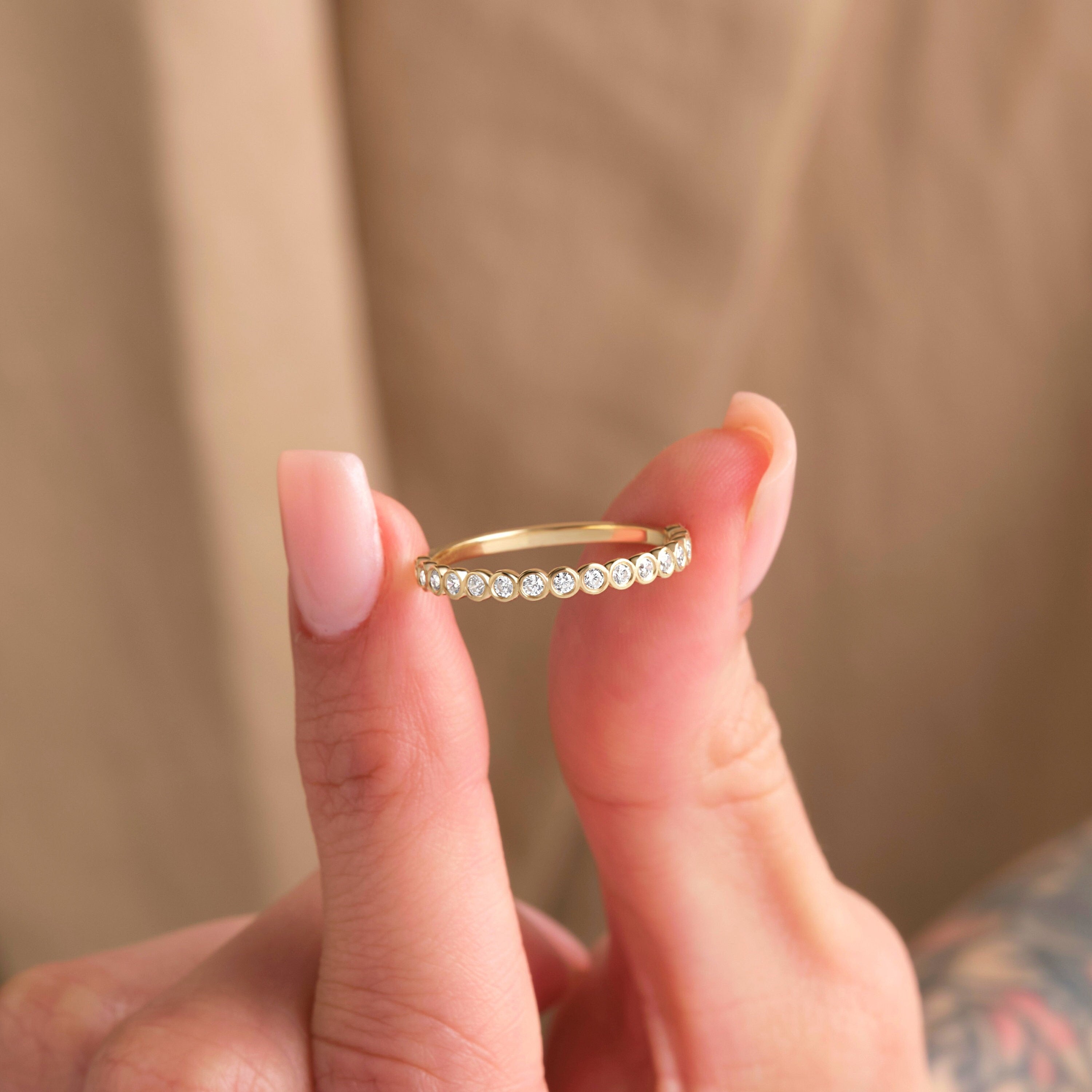 Half Eternity Ring Bezel Set Diamond Band