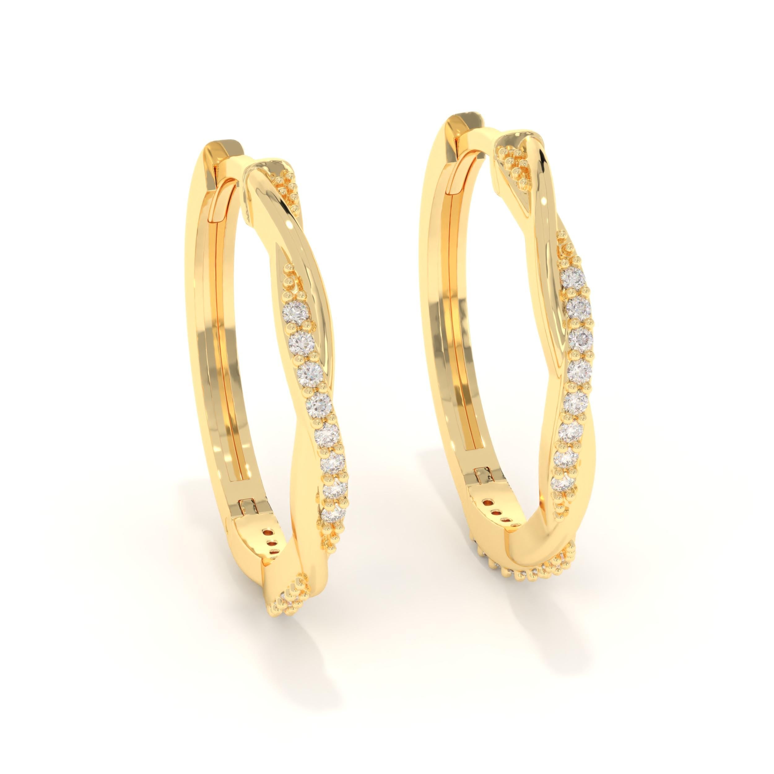 Solid Gold Twist Hoop Earrings