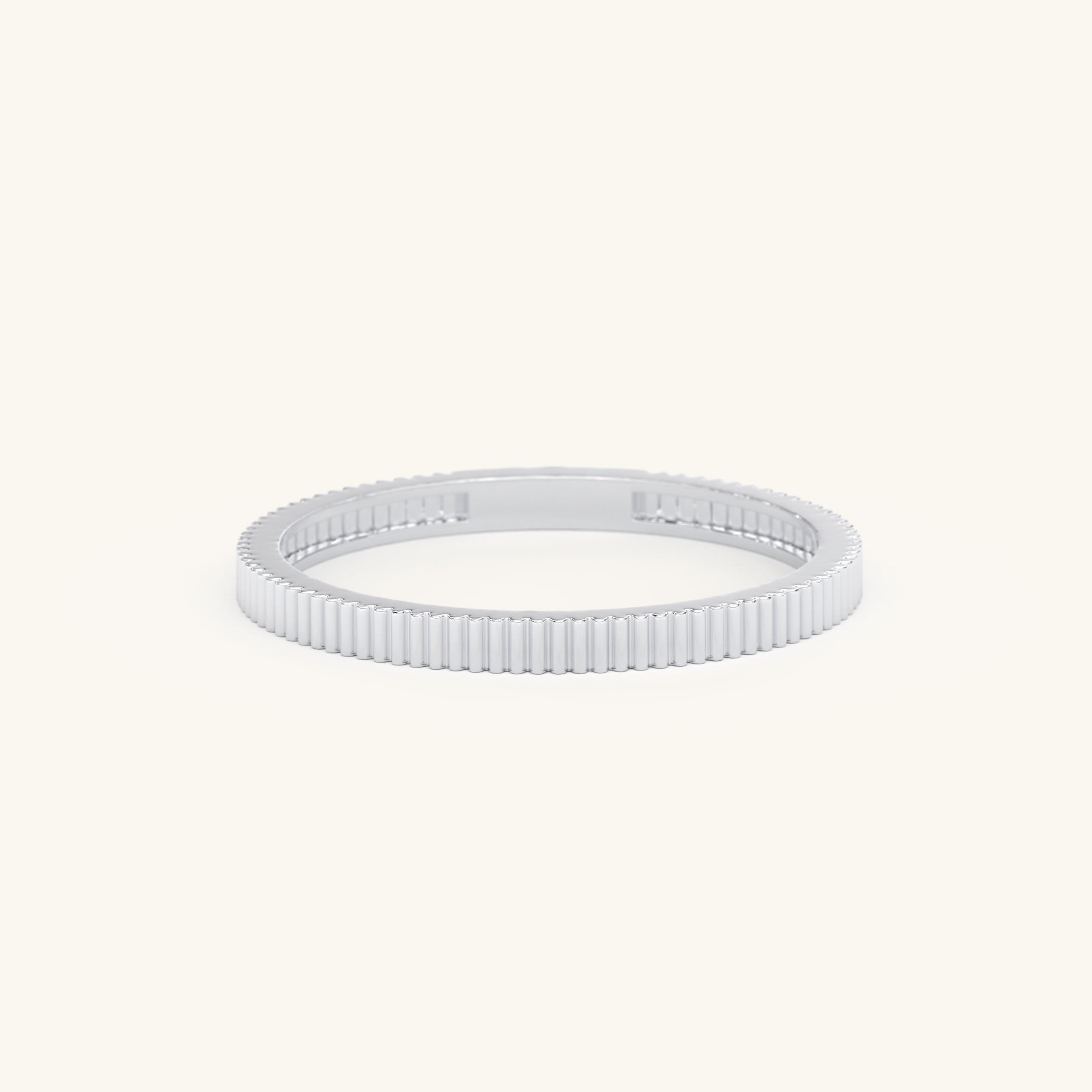 Fluted Gold Wedding Band Dainty Ribbed Ring