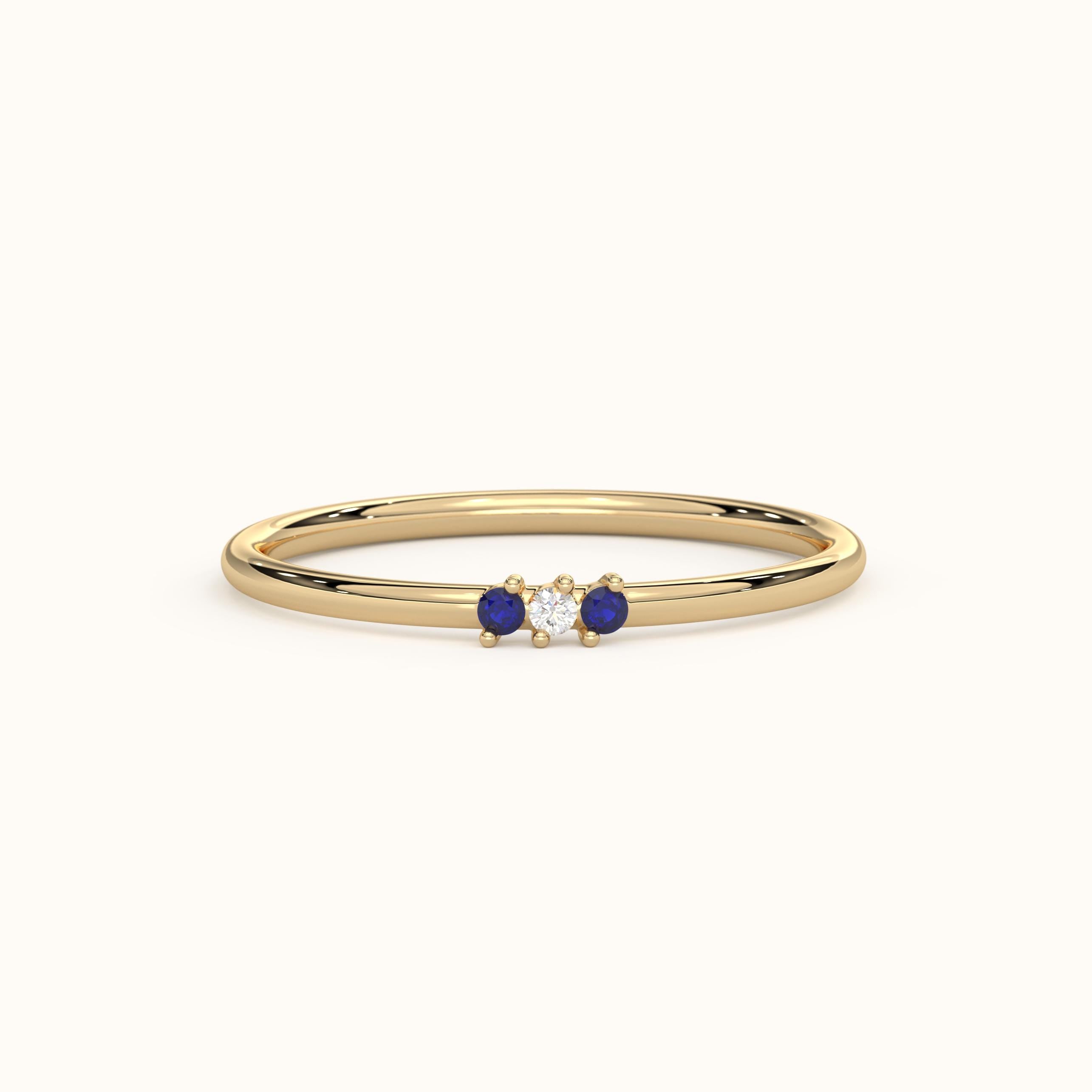 Solid Gold Stacking Sapphire Ring