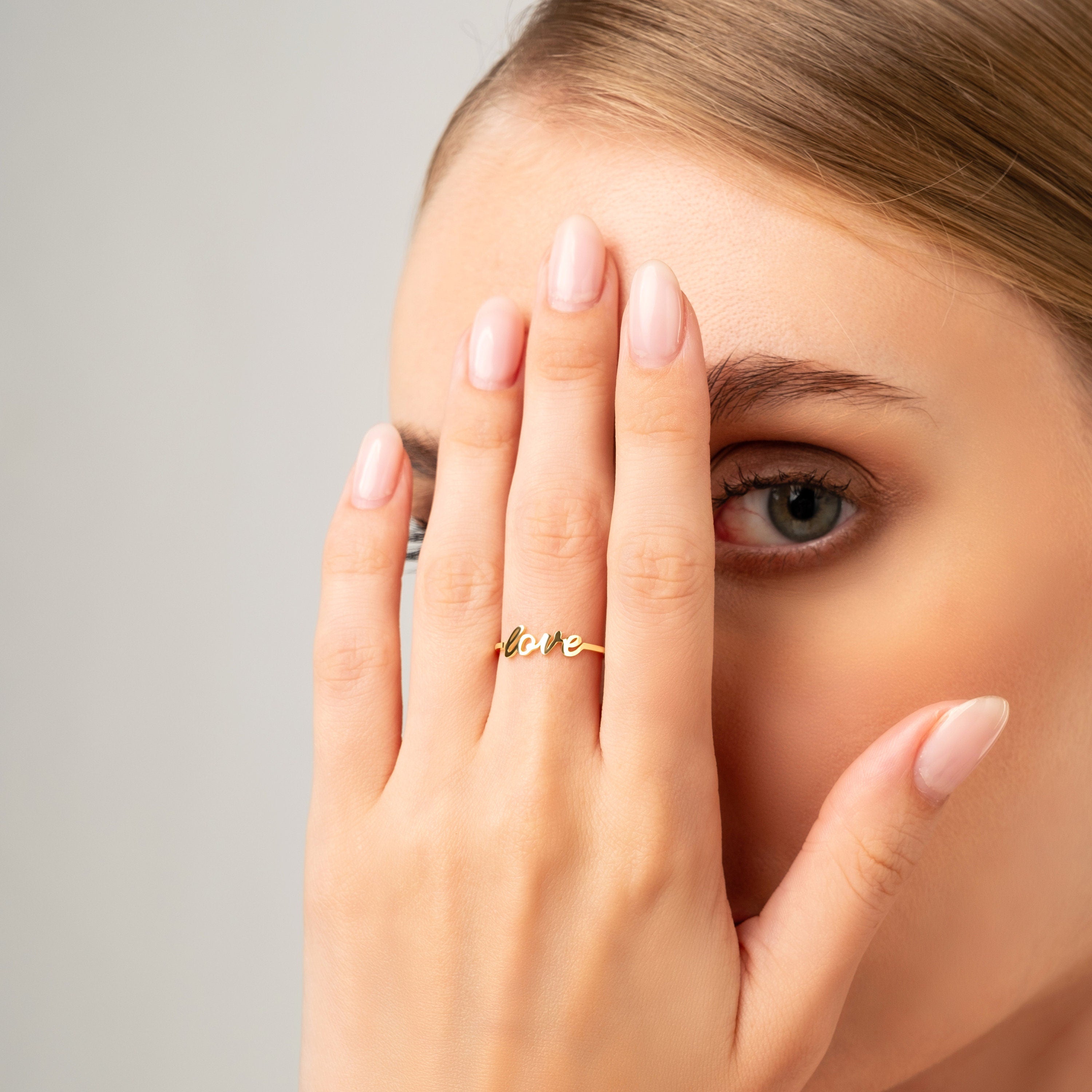 14K Gold Love Ring Handcrafted Solid Band