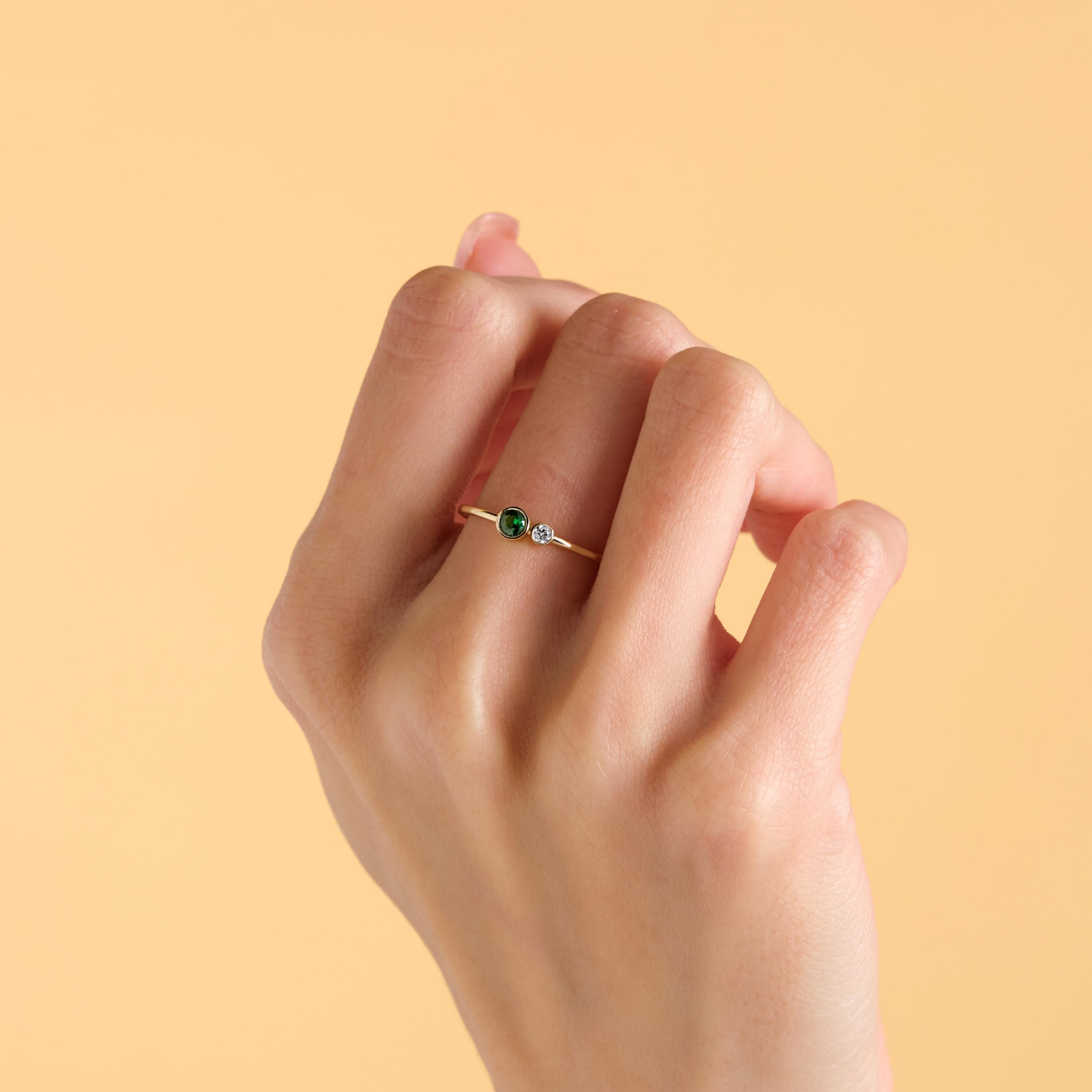 Two Stone Bezel Set Custom Birthstone Ring