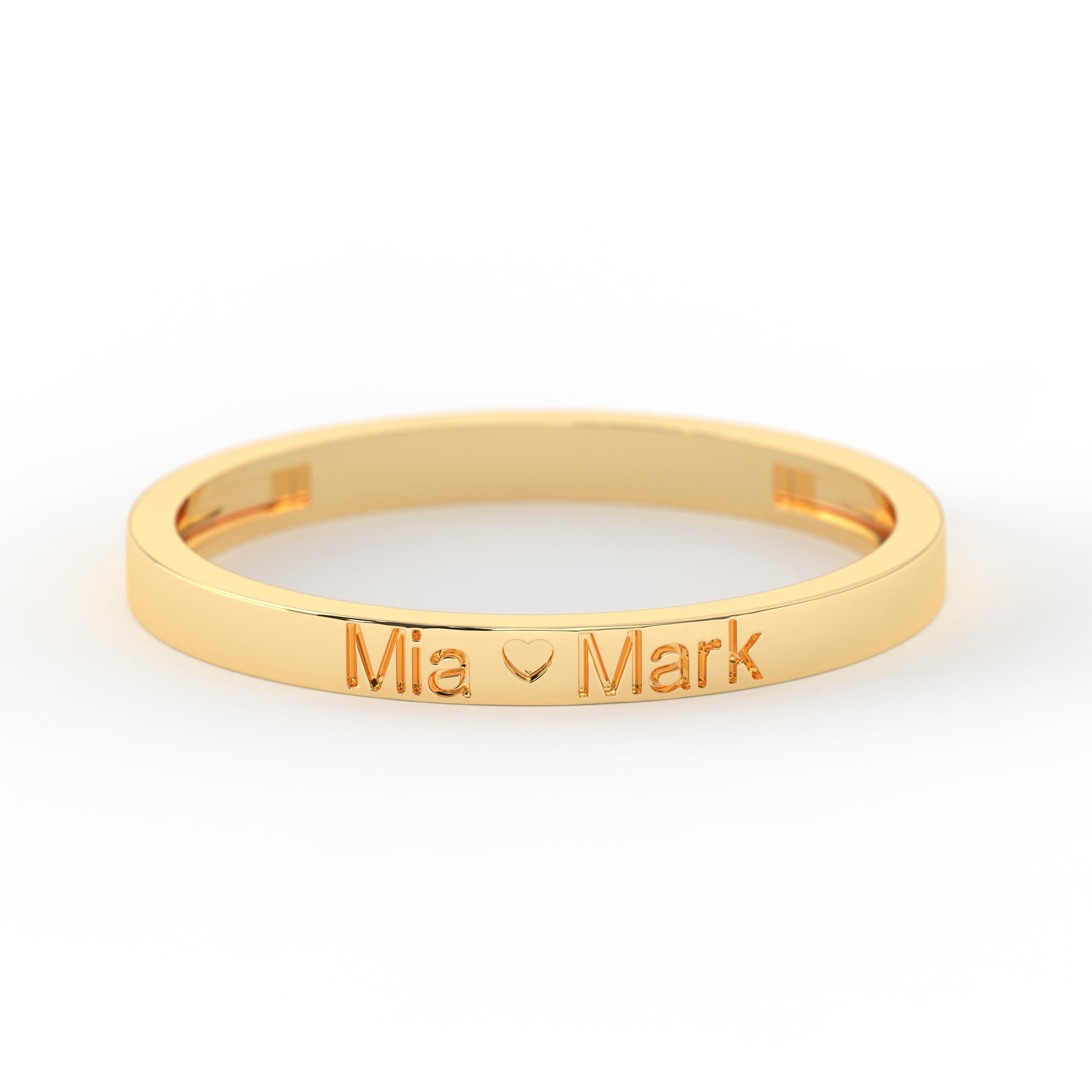 Custom Engraved Gold Ring Personalized Name Band