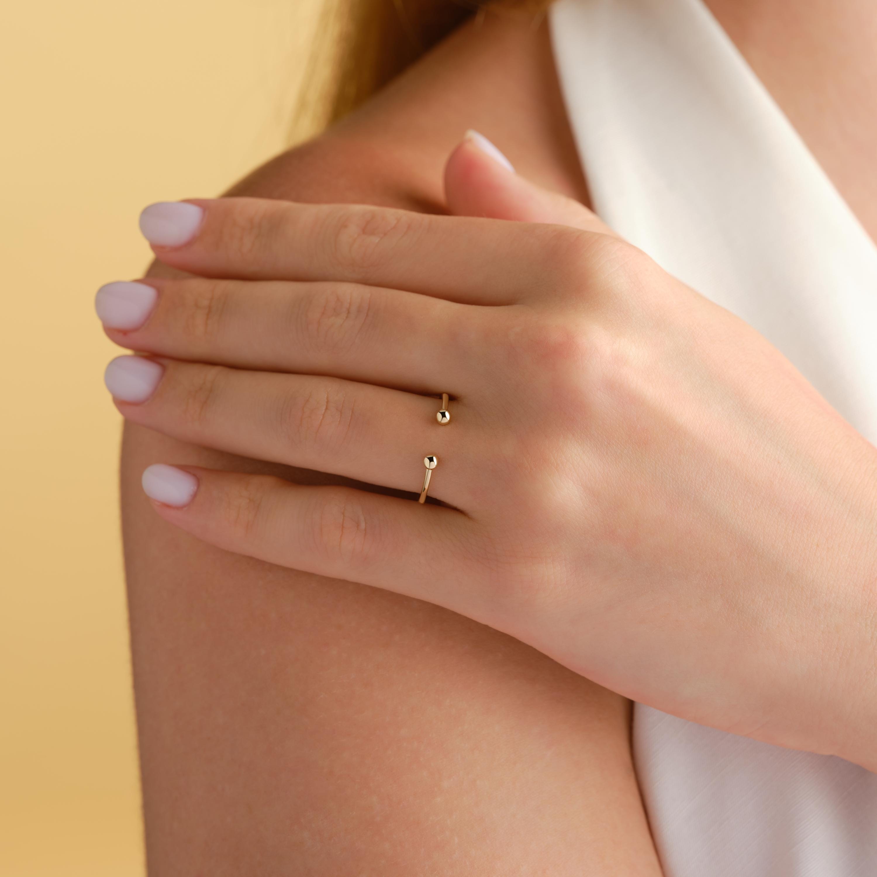 Adjustable Open Cuff Solid Gold Ring