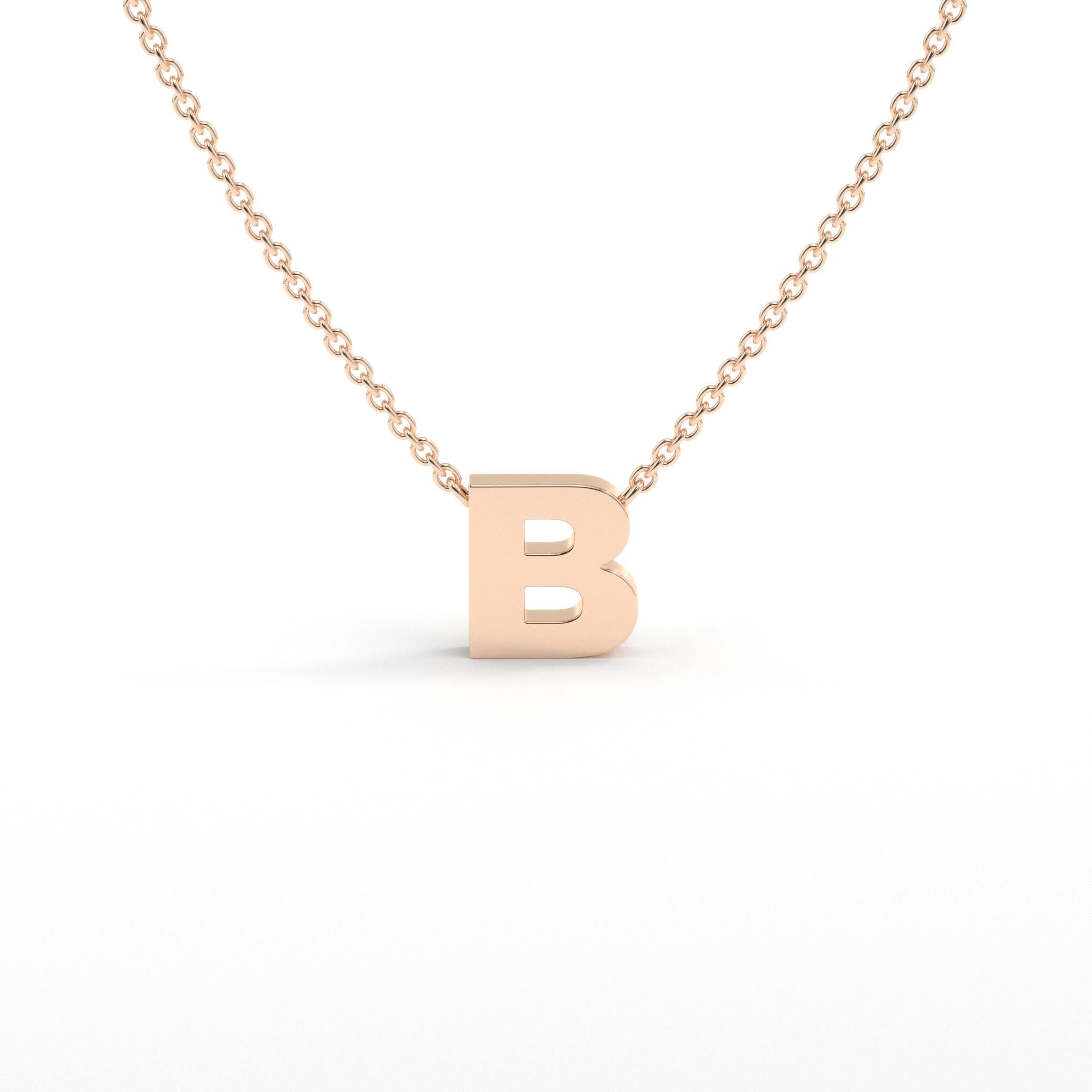 Rose Gold B Initial Pendant Necklace