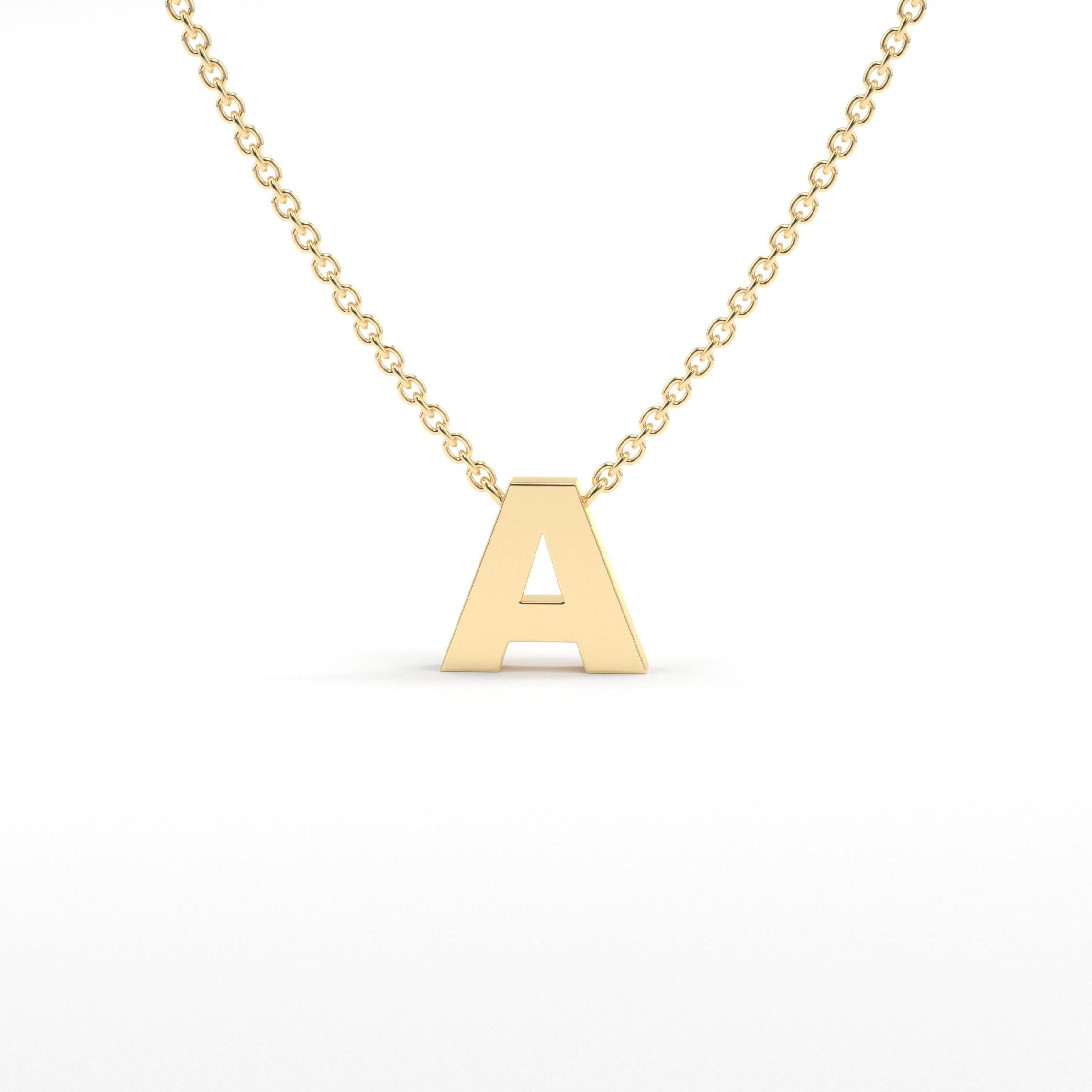 14k Gold Initial Necklace Personalized Pendant