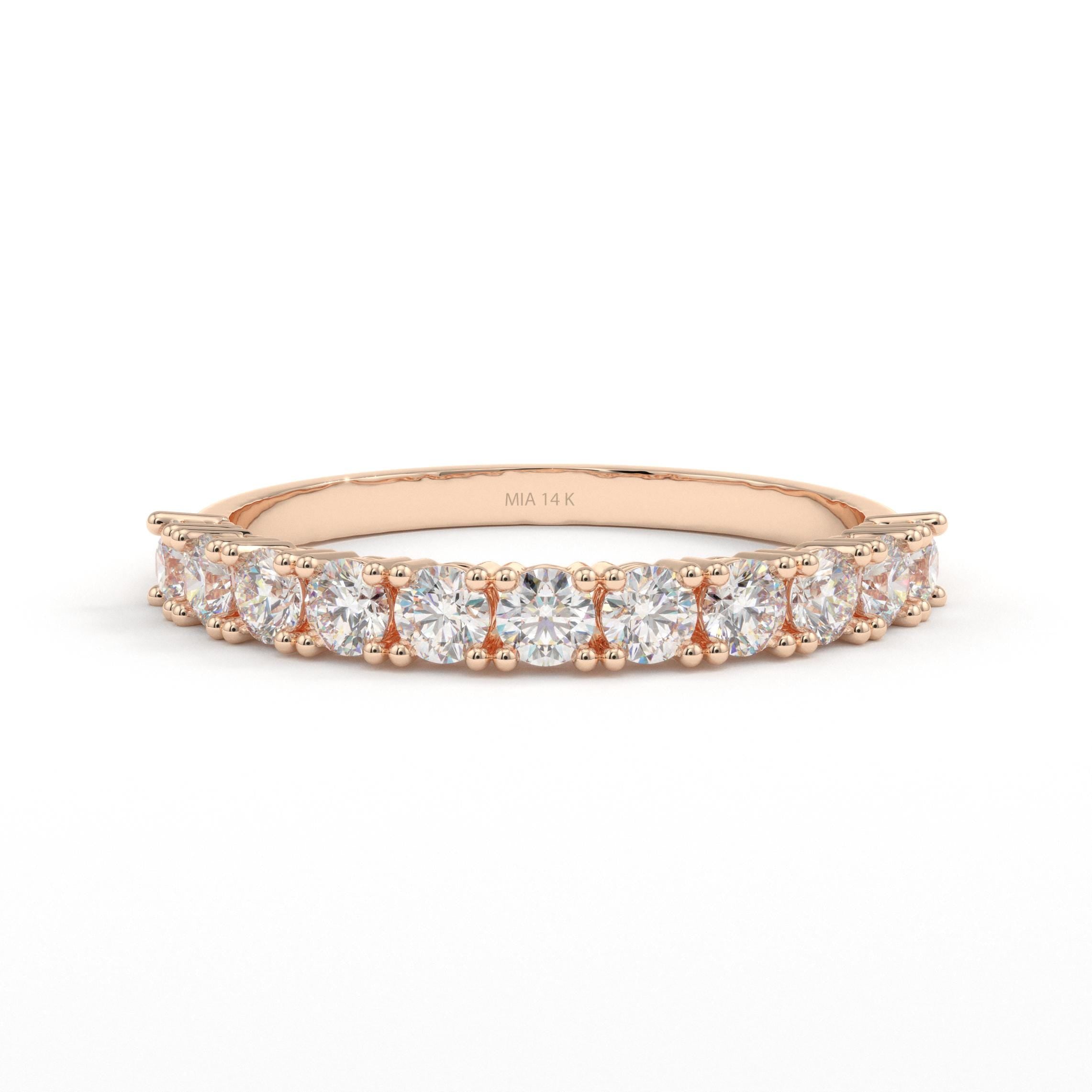 Prong Set CZ Diamond Half Eternity Band