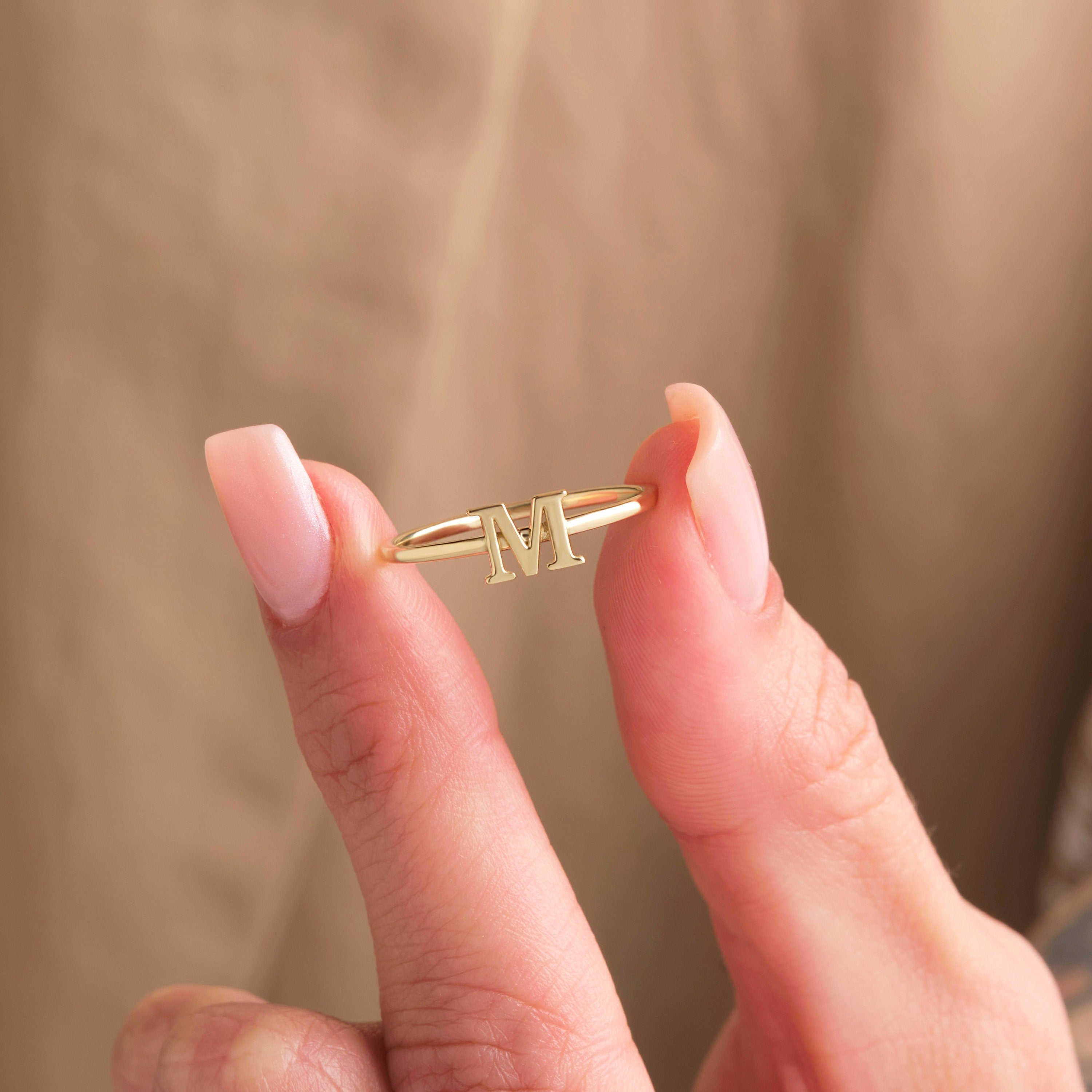 Solid Gold Initial Ring