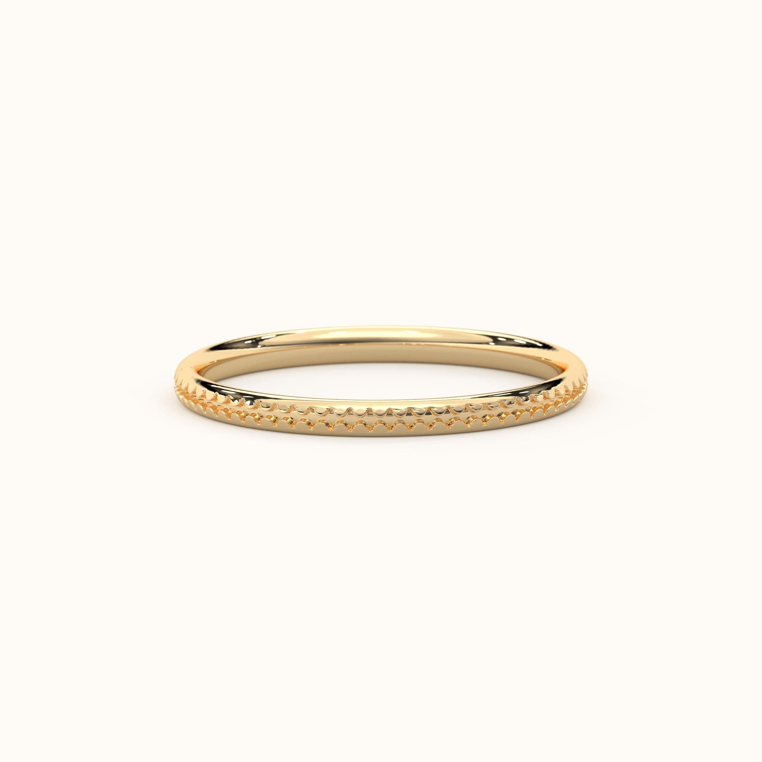 18K Gold Wedding Band Thin Solid Gold Ring