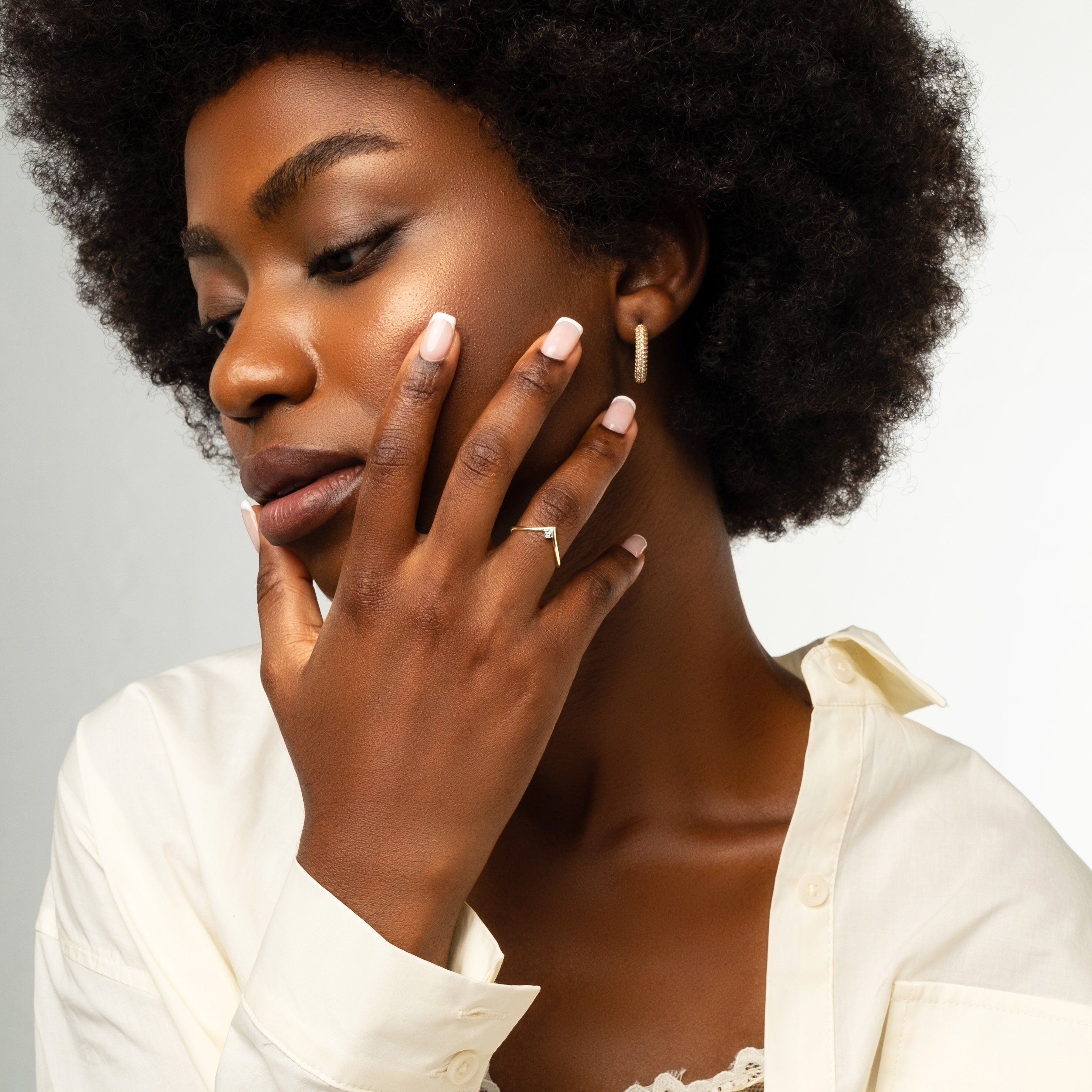 Dainty Diamond Chevron Band Stacking Wedding Band