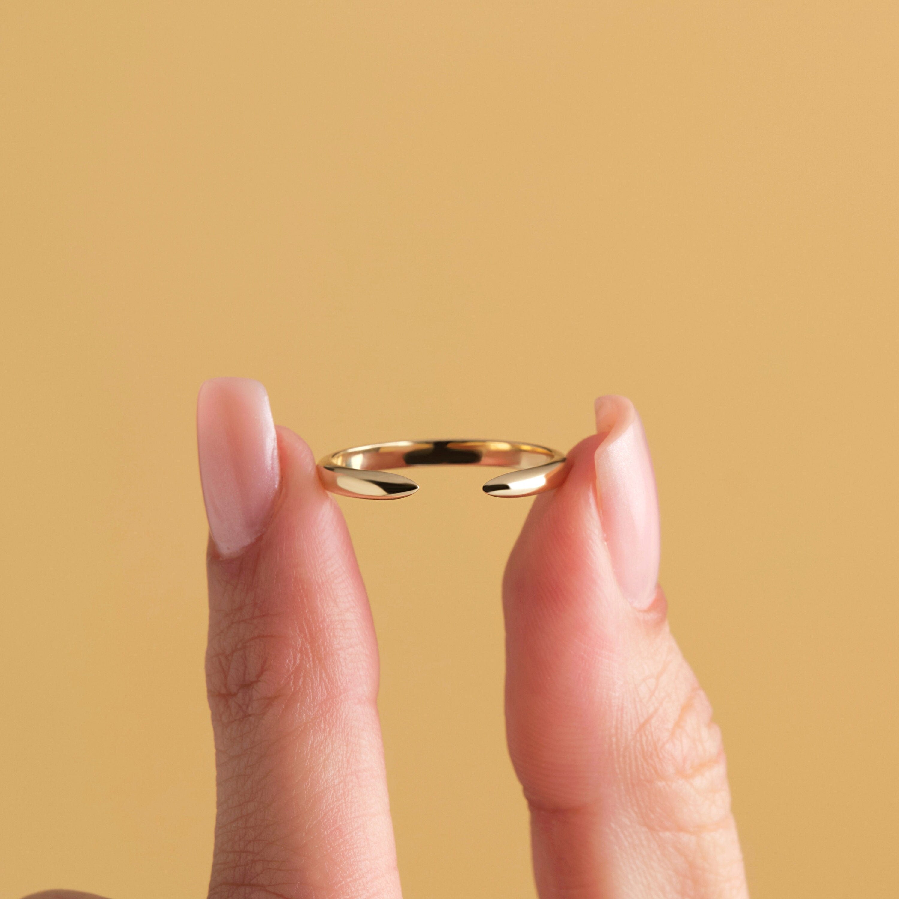 Solid Gold Open Ring Minimalist Claw