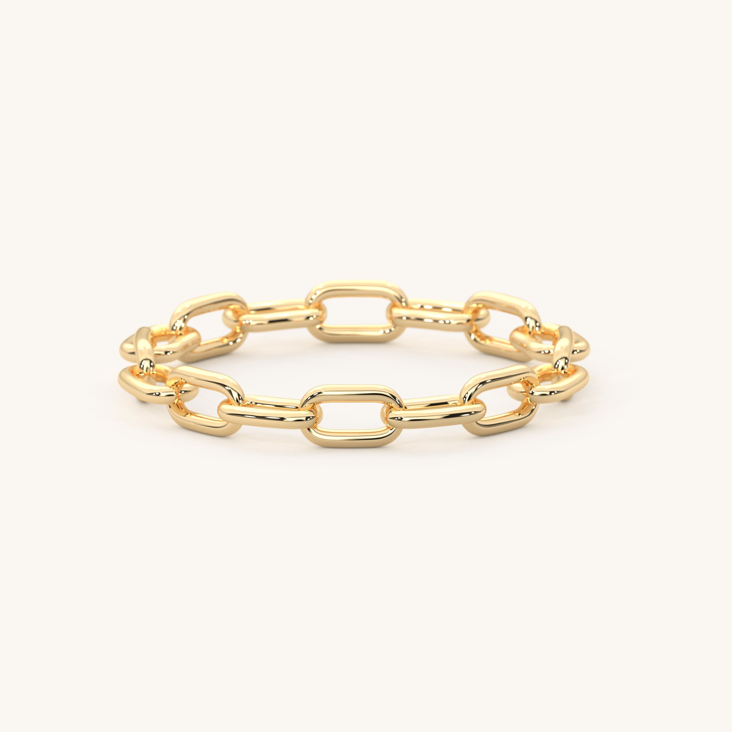 18K Gold Chain Ring Minimalist Paperclip Band