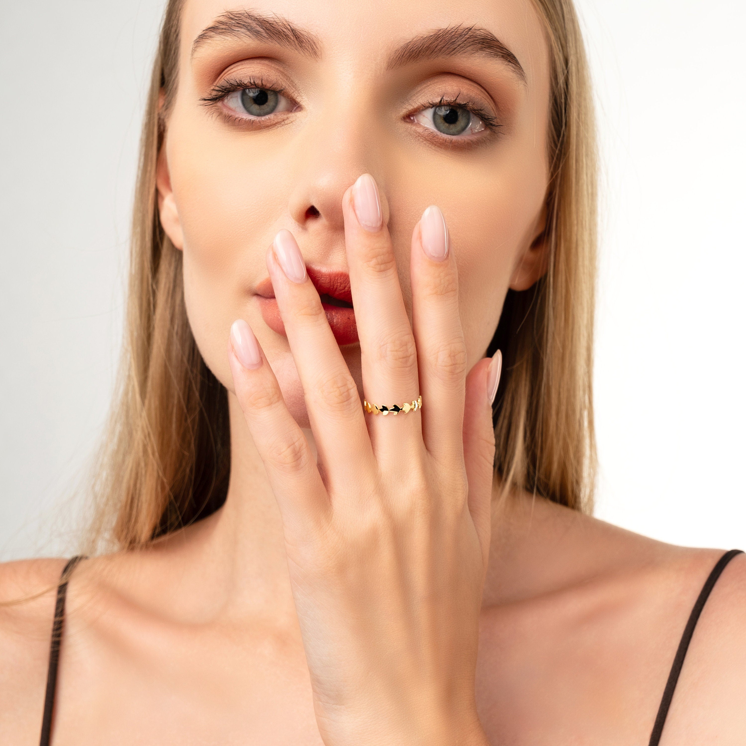 Handmade Vine Pattern Stackable Gold Ring