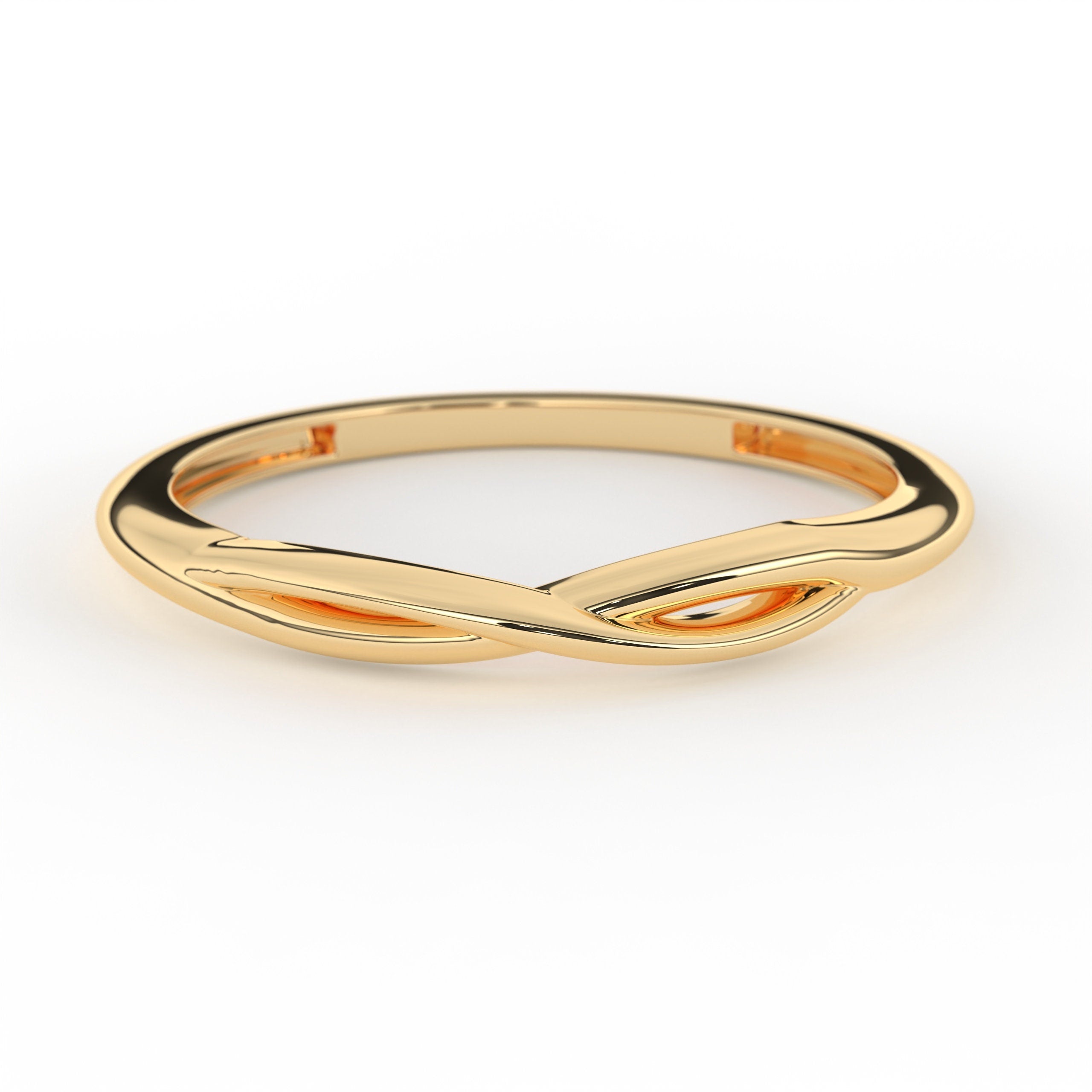 14K Infinity Gold Ring Solid Band Elegant
