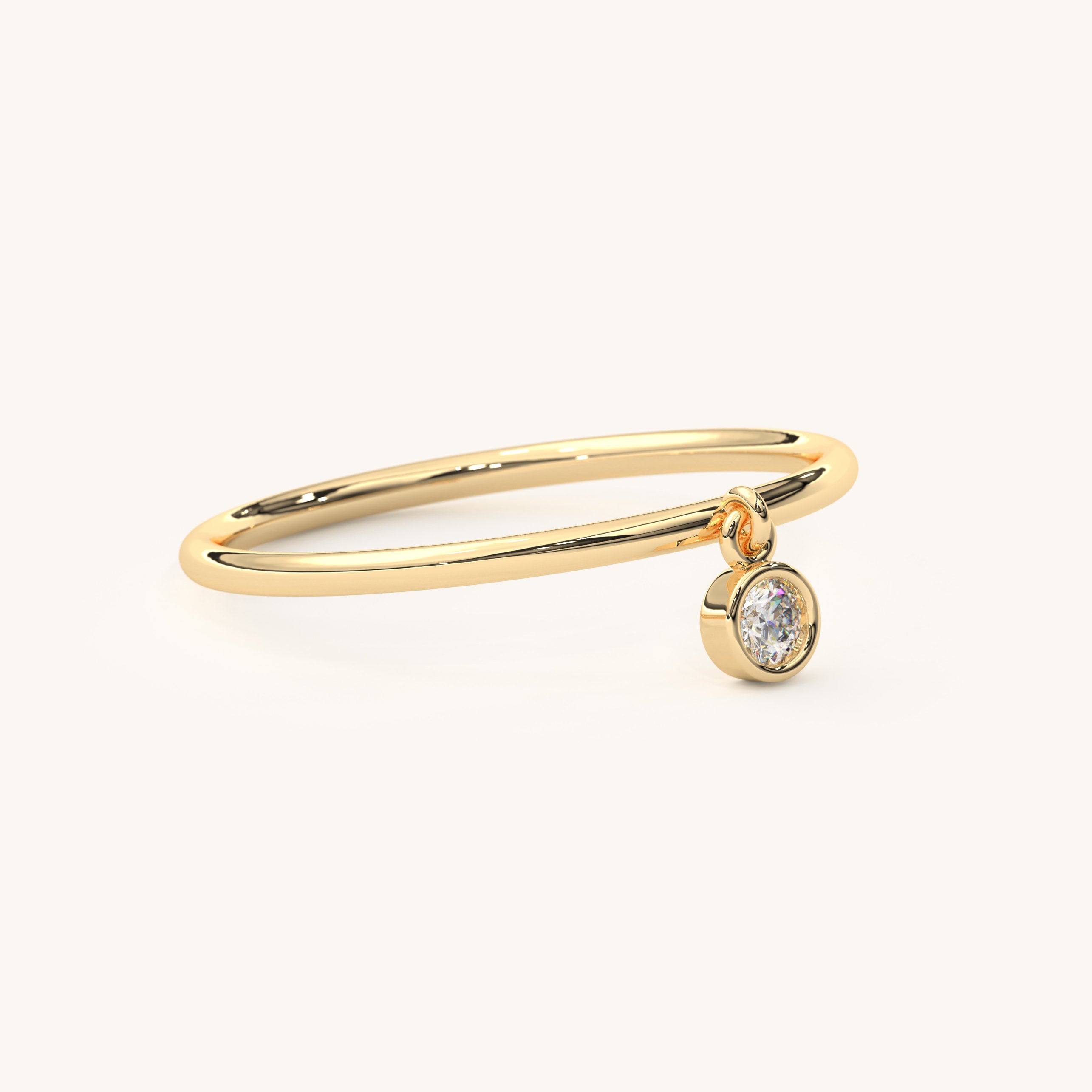 Solitaire Diamond Ring Minimalist Gold Band Dangle Style