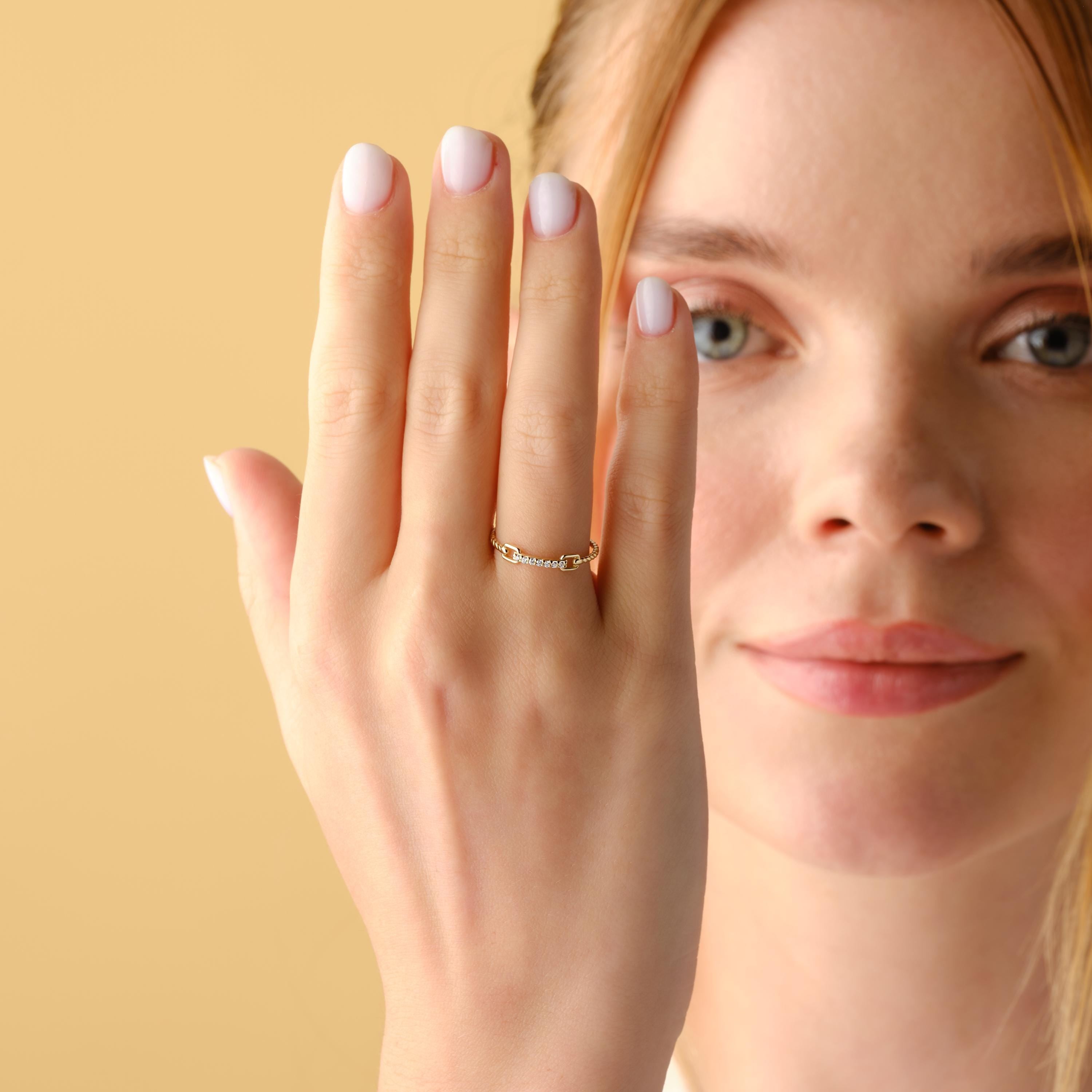 Solid Gold Twisted Rope Pave Ring