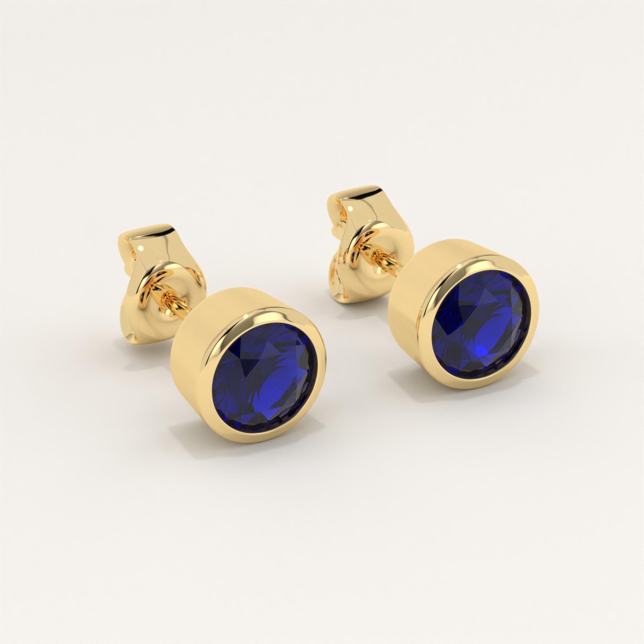 Dainty Blue Sapphire Solid Gold Stud Earrings