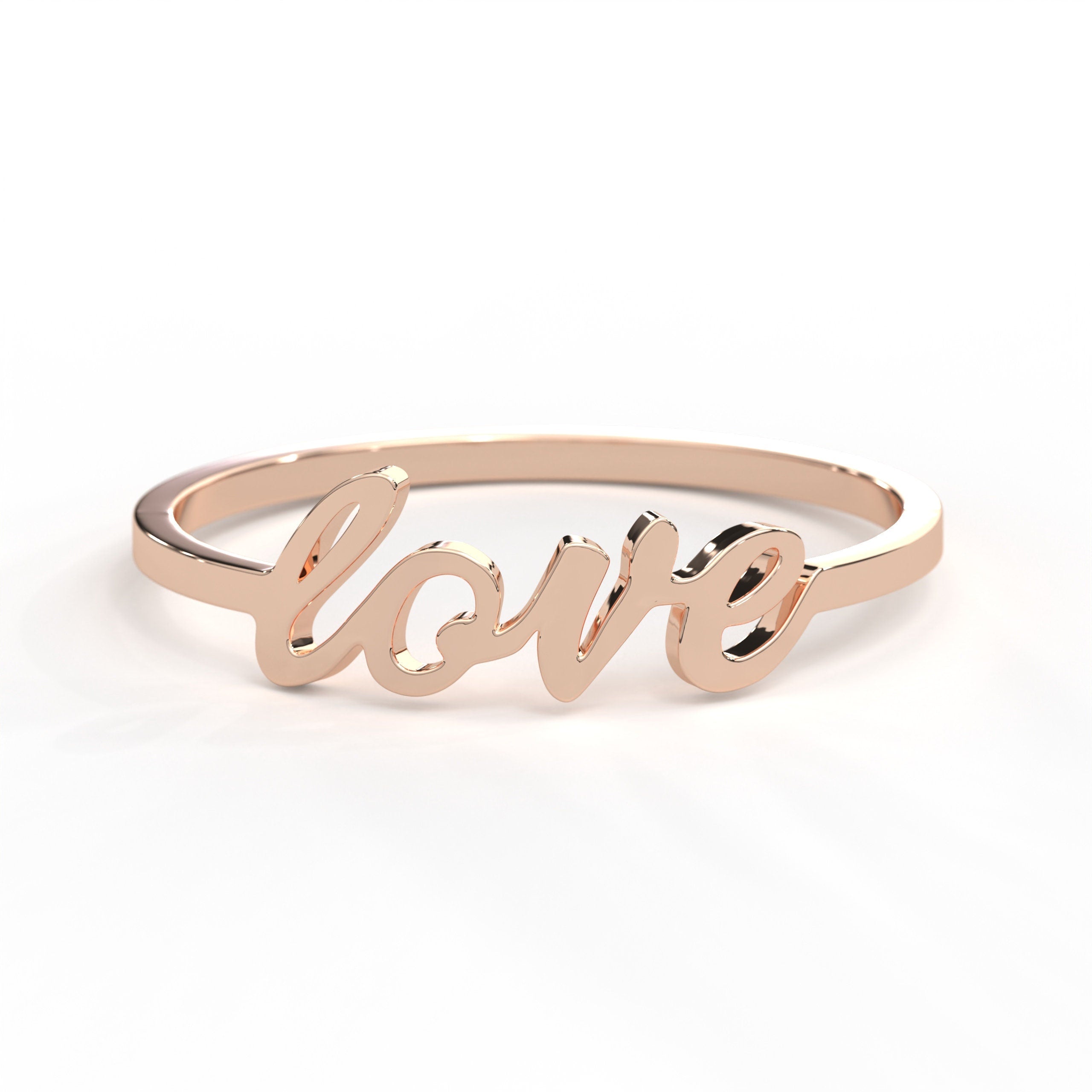 14K Gold Love Ring Handcrafted Solid Band