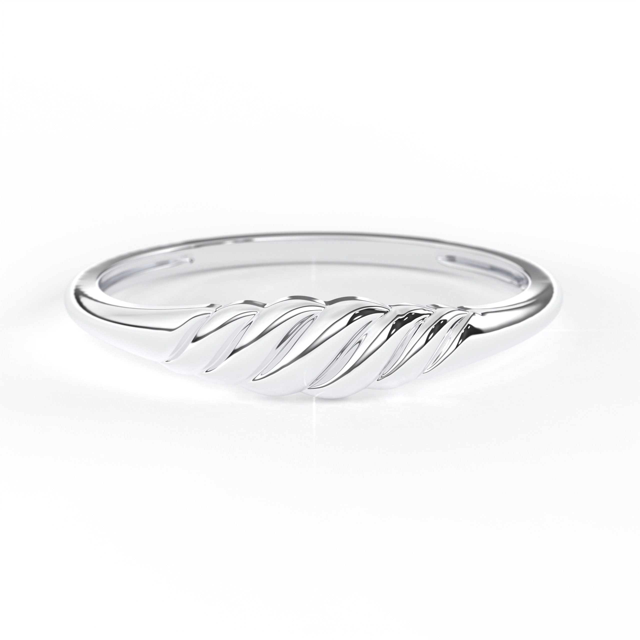 Solid Gold Croissant Ring Minimalist Style
