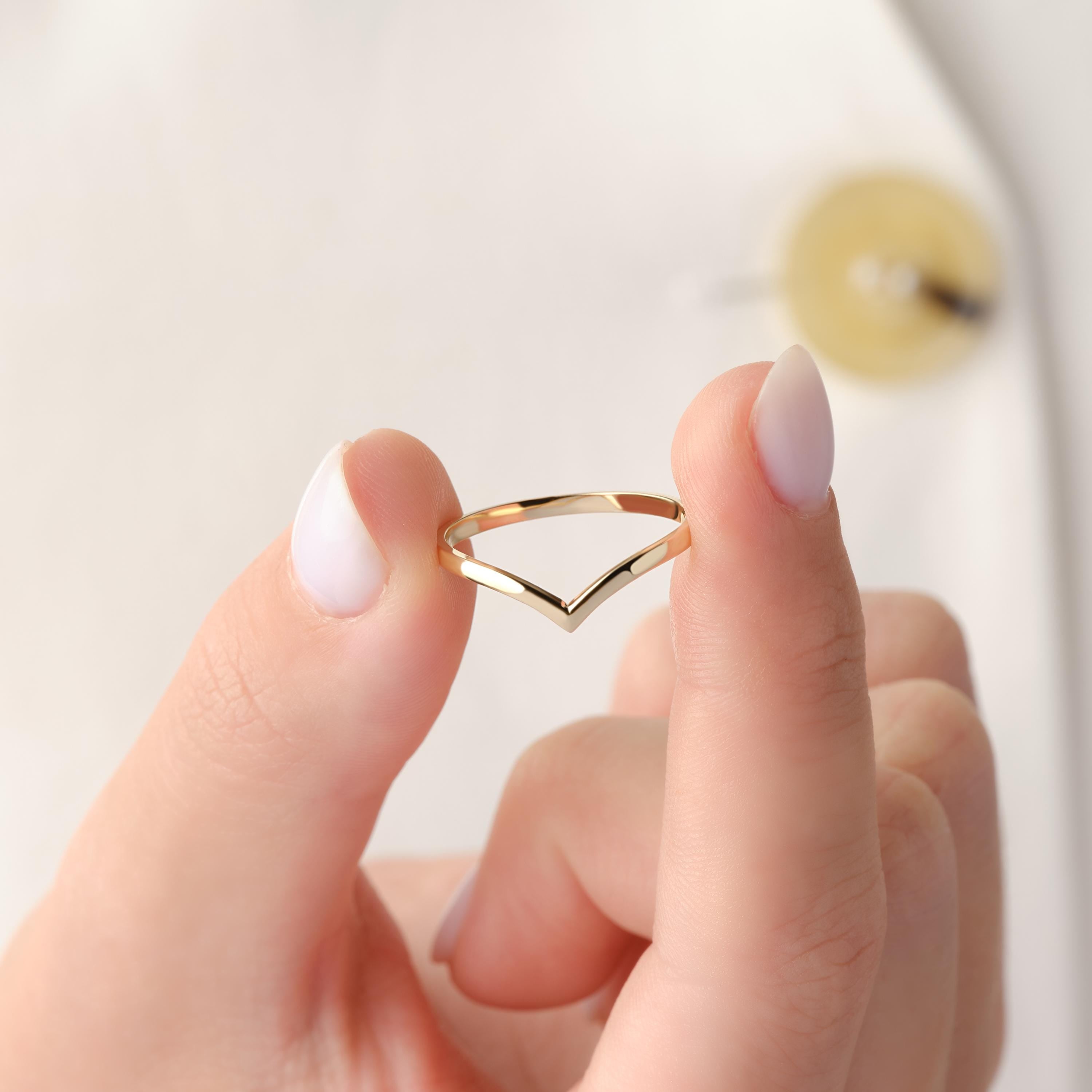 Gold Chevron Ring Contoured Comfortable Band